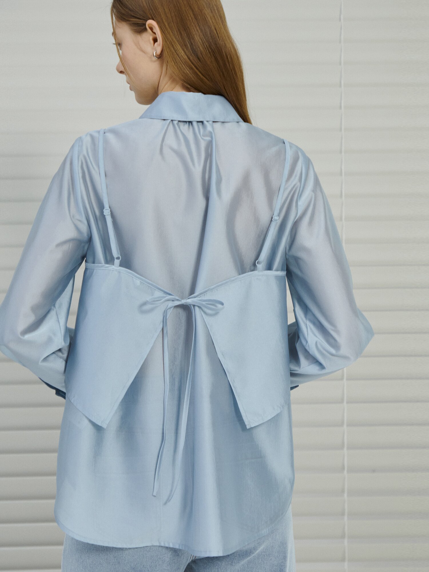실키 블라우스 +뷔스티에 세트 (LIGHT BLUE)