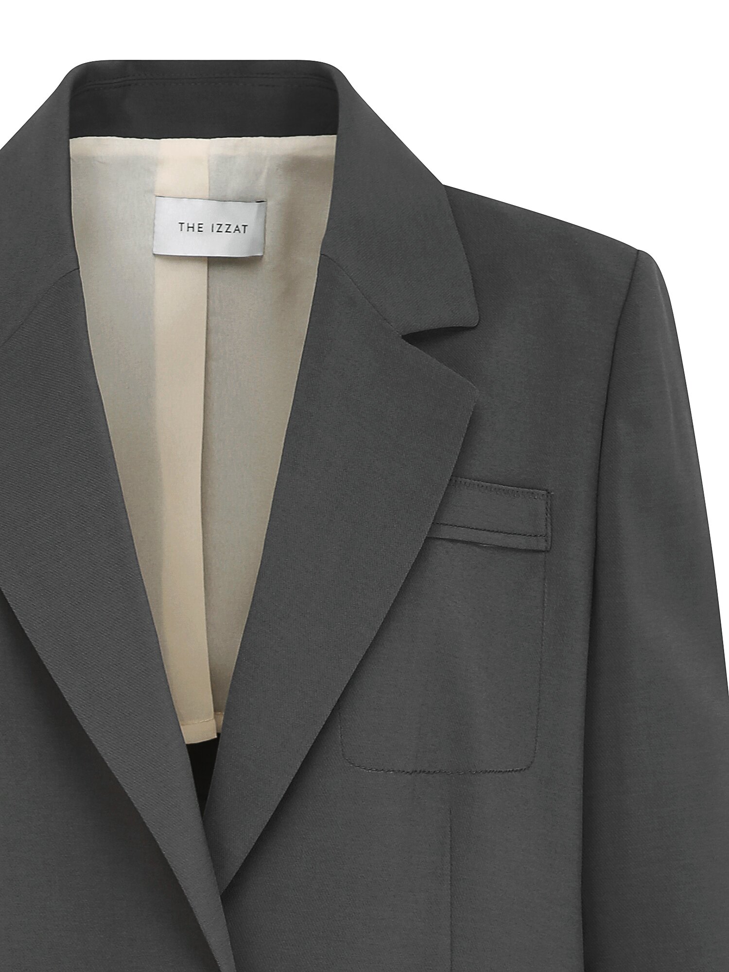 포켓 장식 7부 투버튼 재킷 (DARK GREY)