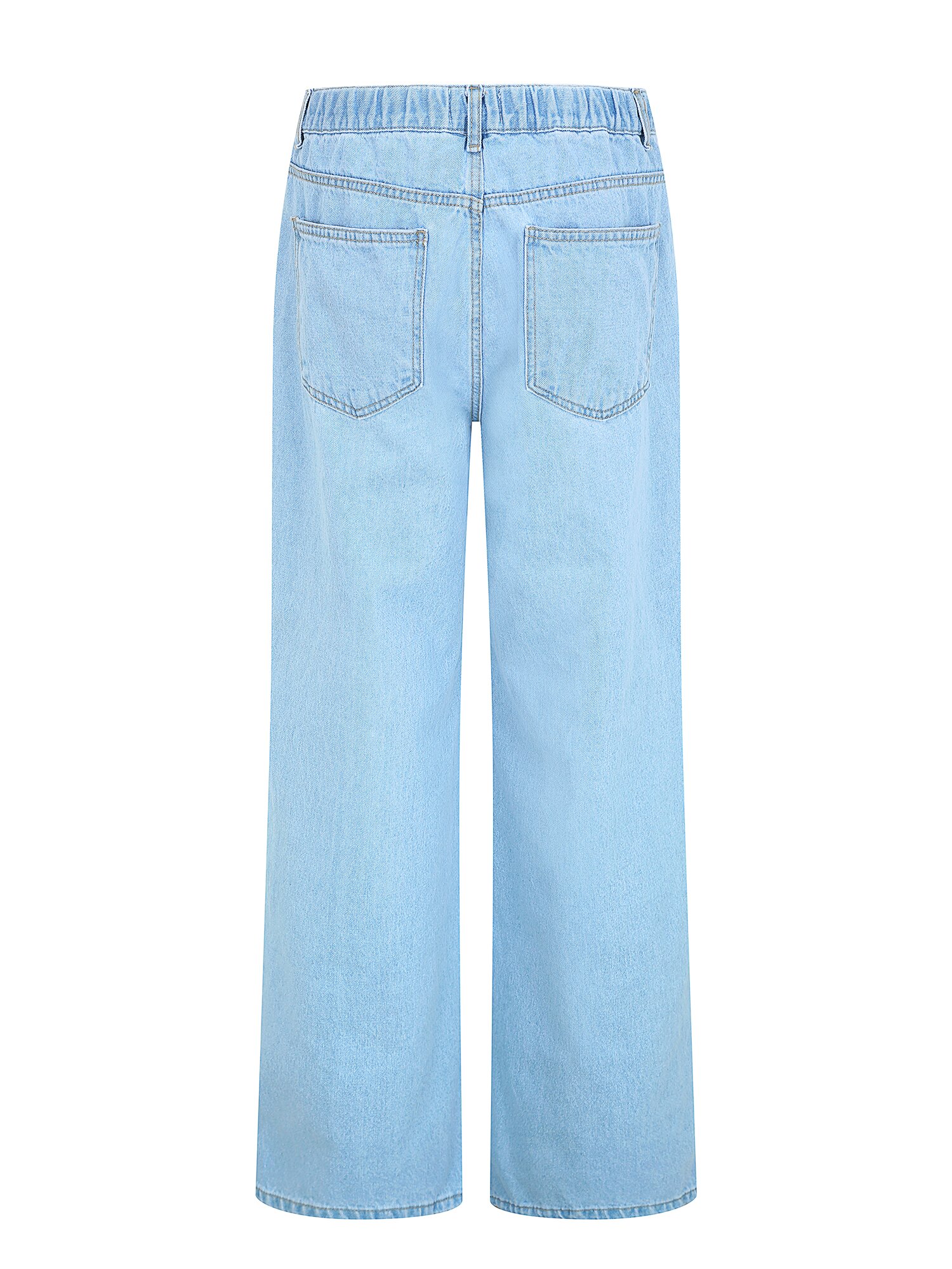 스티치 백 밴딩 일자핏 데님 팬츠 (LIGHT BLUE)