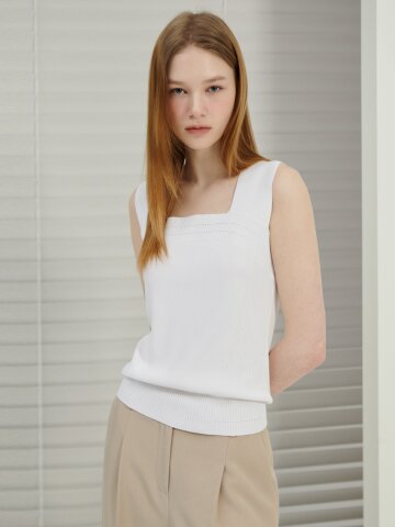 믹스 슬리브리스 스퀘어넥 니트 