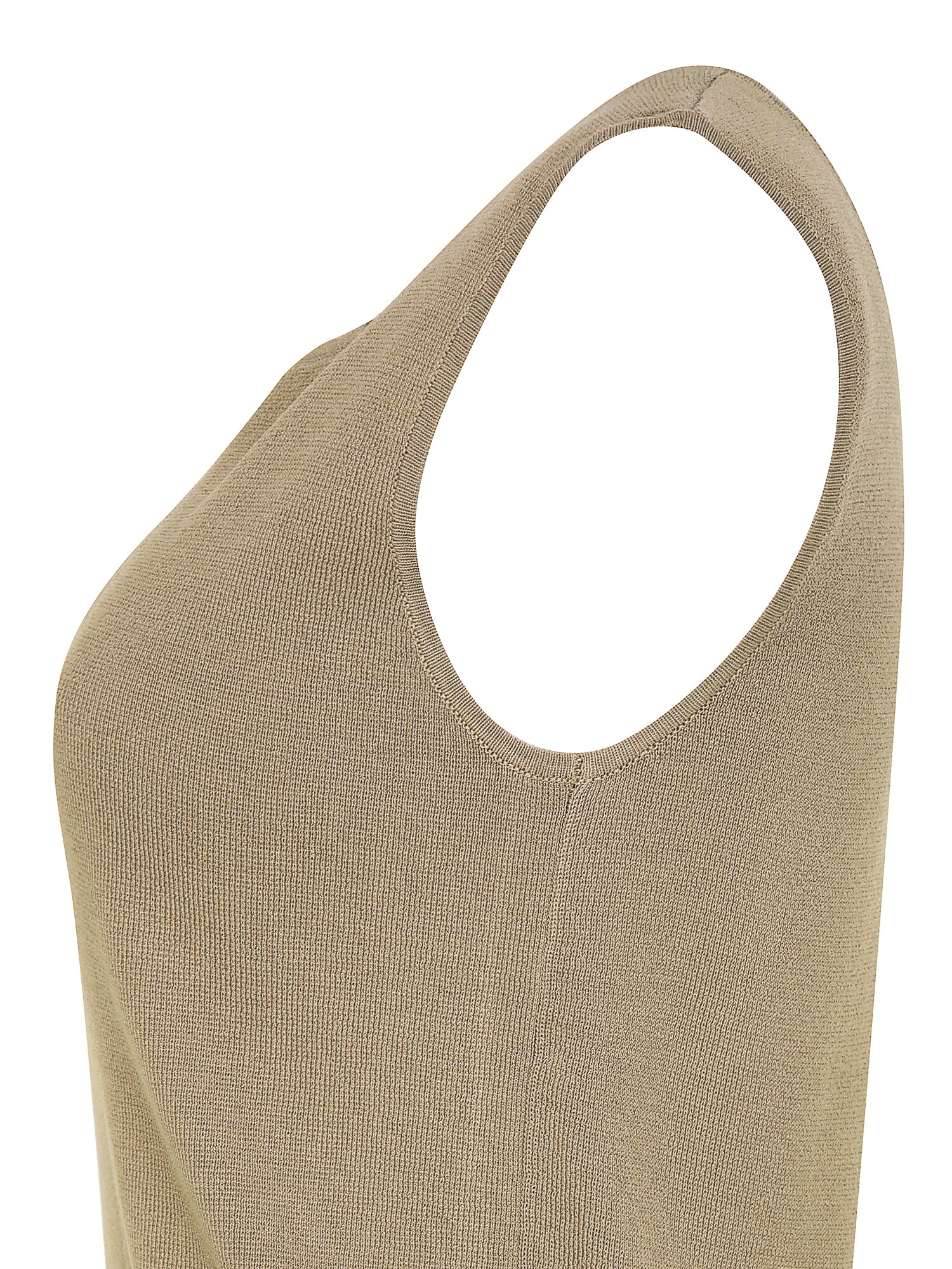 라인 슬리브리스 하트넥 니트 (KHAKI BEIGE)