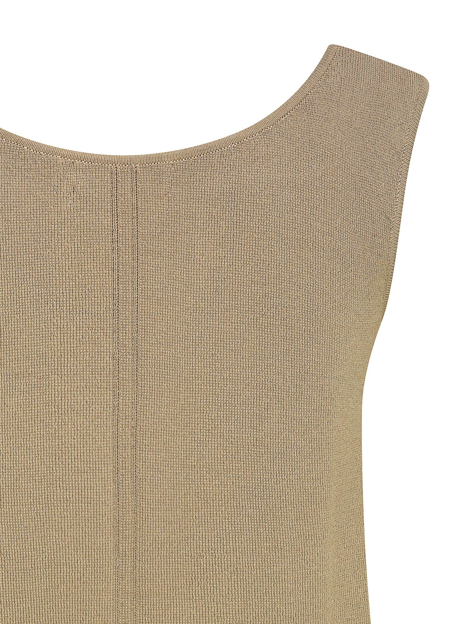라인 슬리브리스 하트넥 니트 (KHAKI BEIGE)