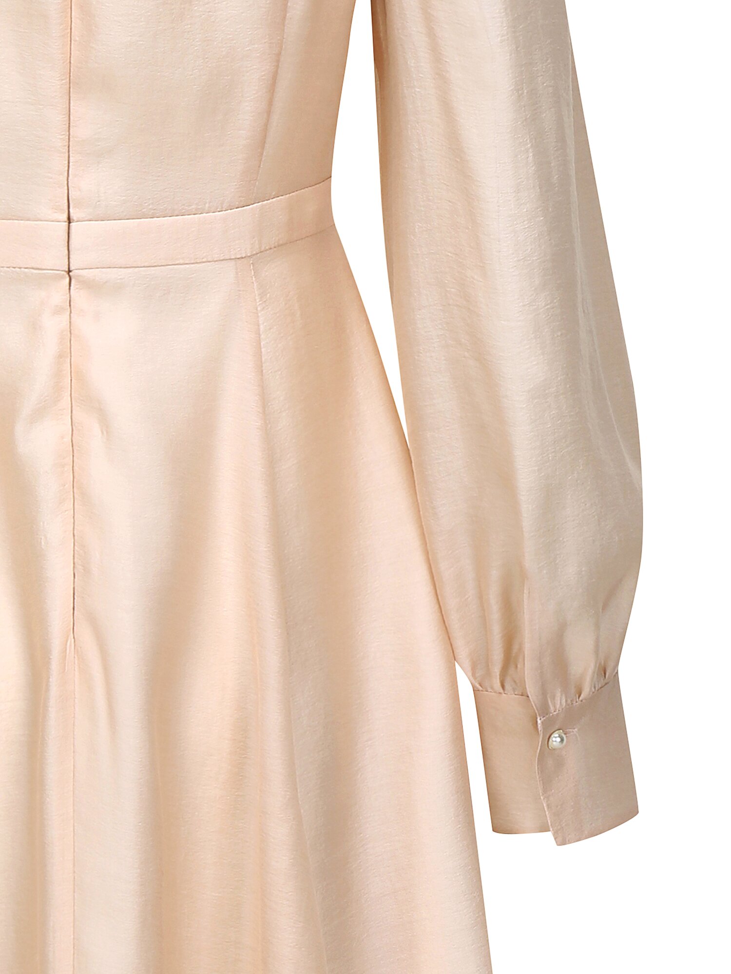 펄 버튼 타이넥 플레어 원피스 (LIGHT BEIGE)