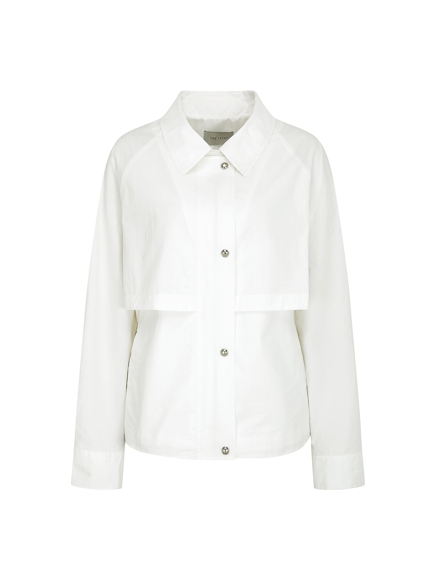 플랩 장식 백 스트링 칼라 점퍼 (WHITE)