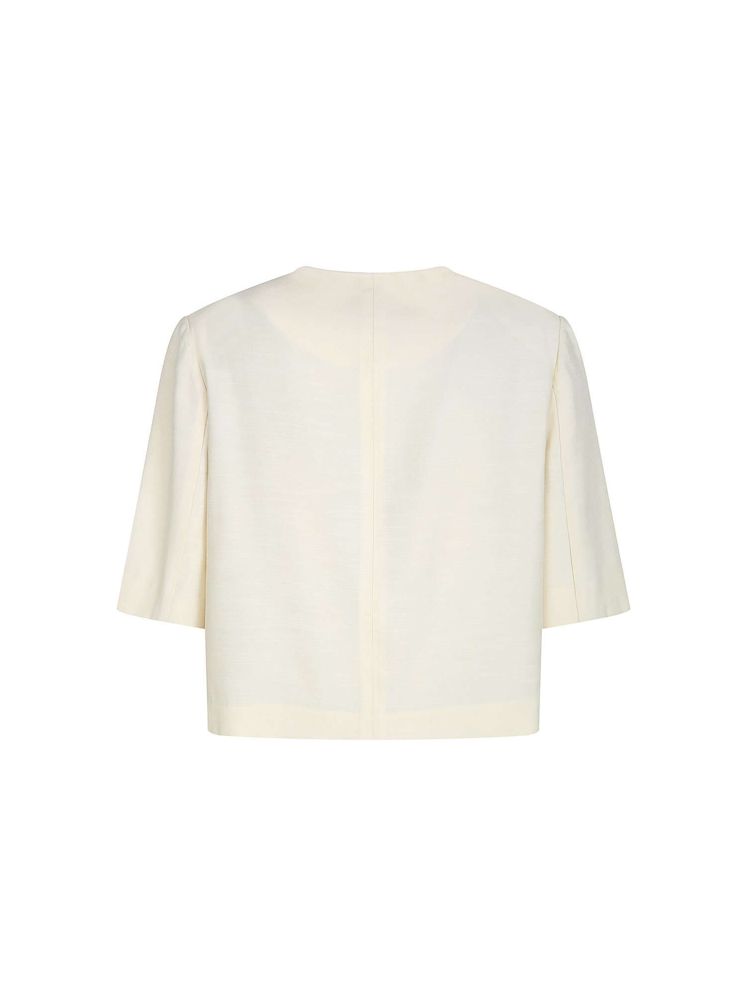 하프 슬리브 라운드넥 크롭 재킷 (CREAM)