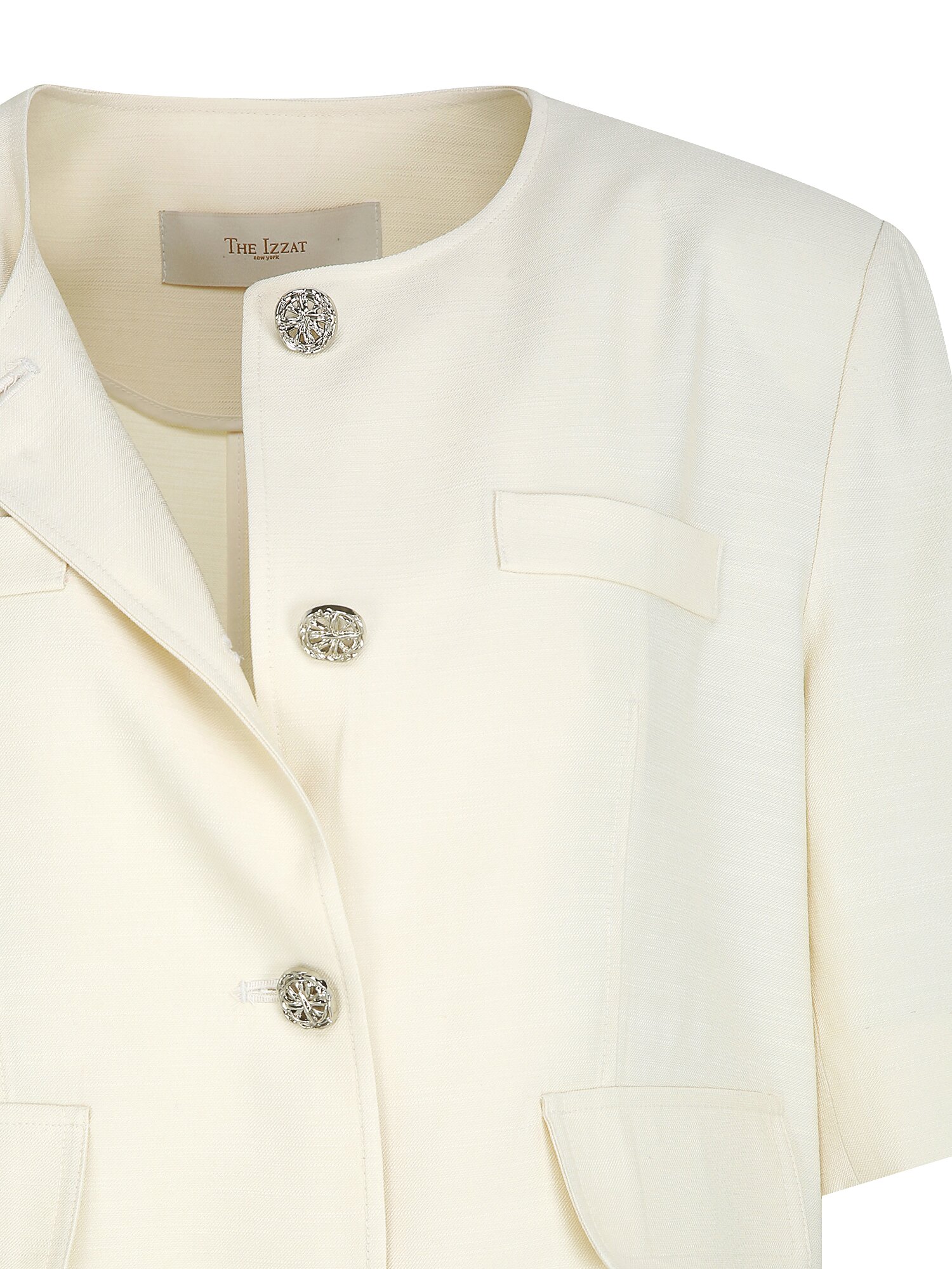 하프 슬리브 라운드넥 크롭 재킷 (CREAM)