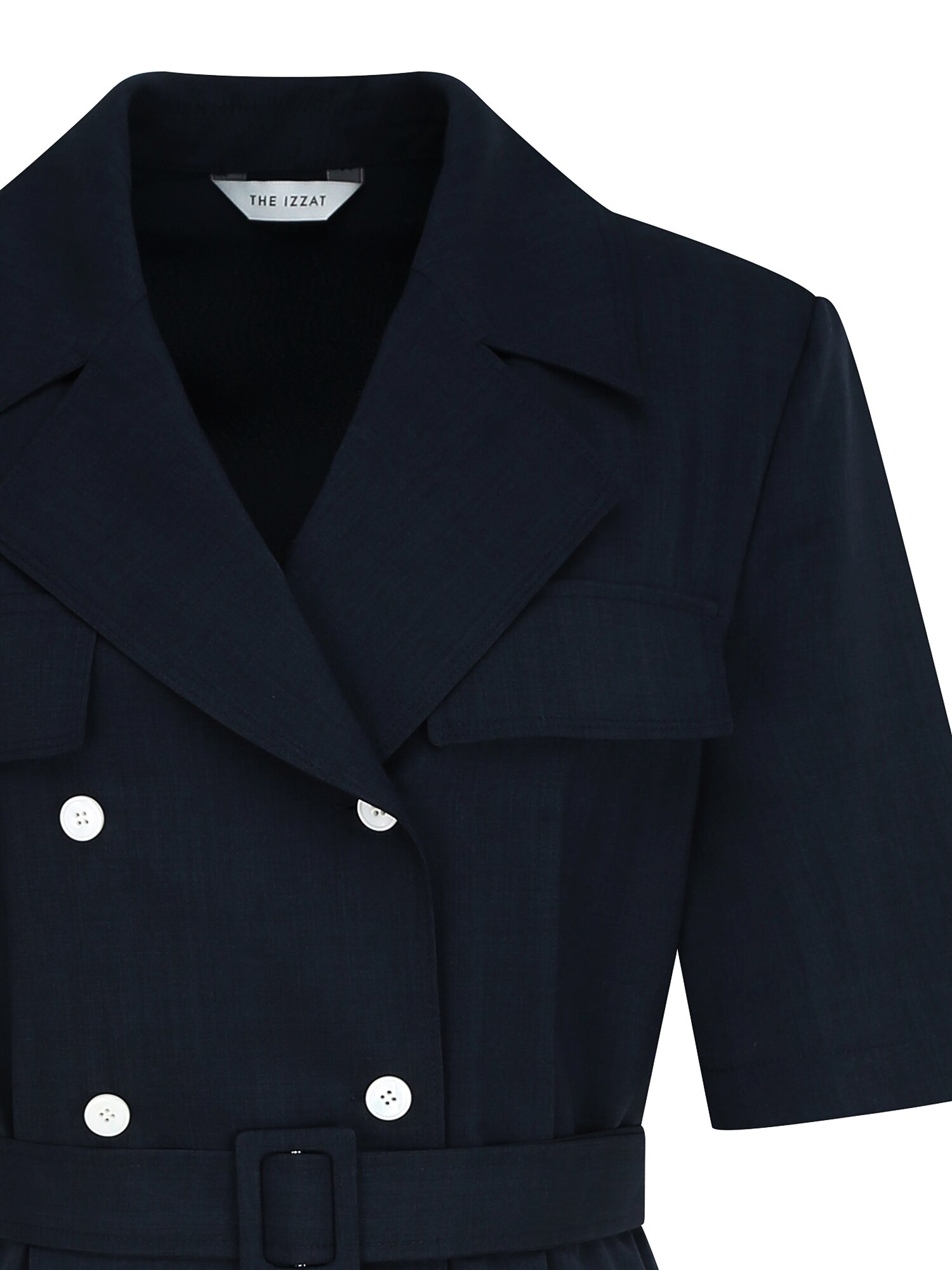 더블 버튼 로우 웨이스트 원피스 (NAVY)