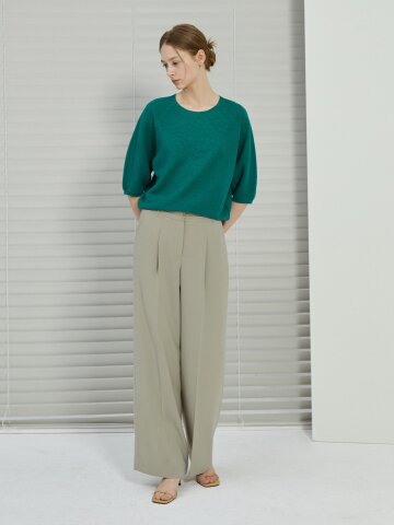 테이프 라인 원턱 와이드 팬츠 