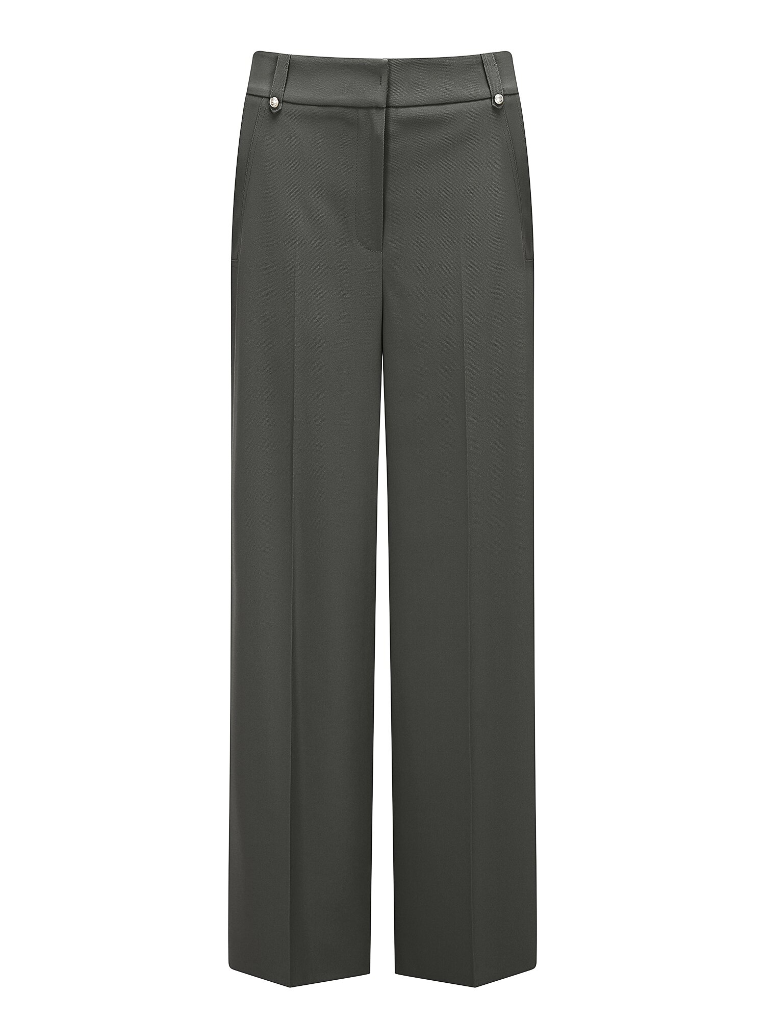 메탈 장식 백 밴딩 와이드 팬츠 (KHAKI)