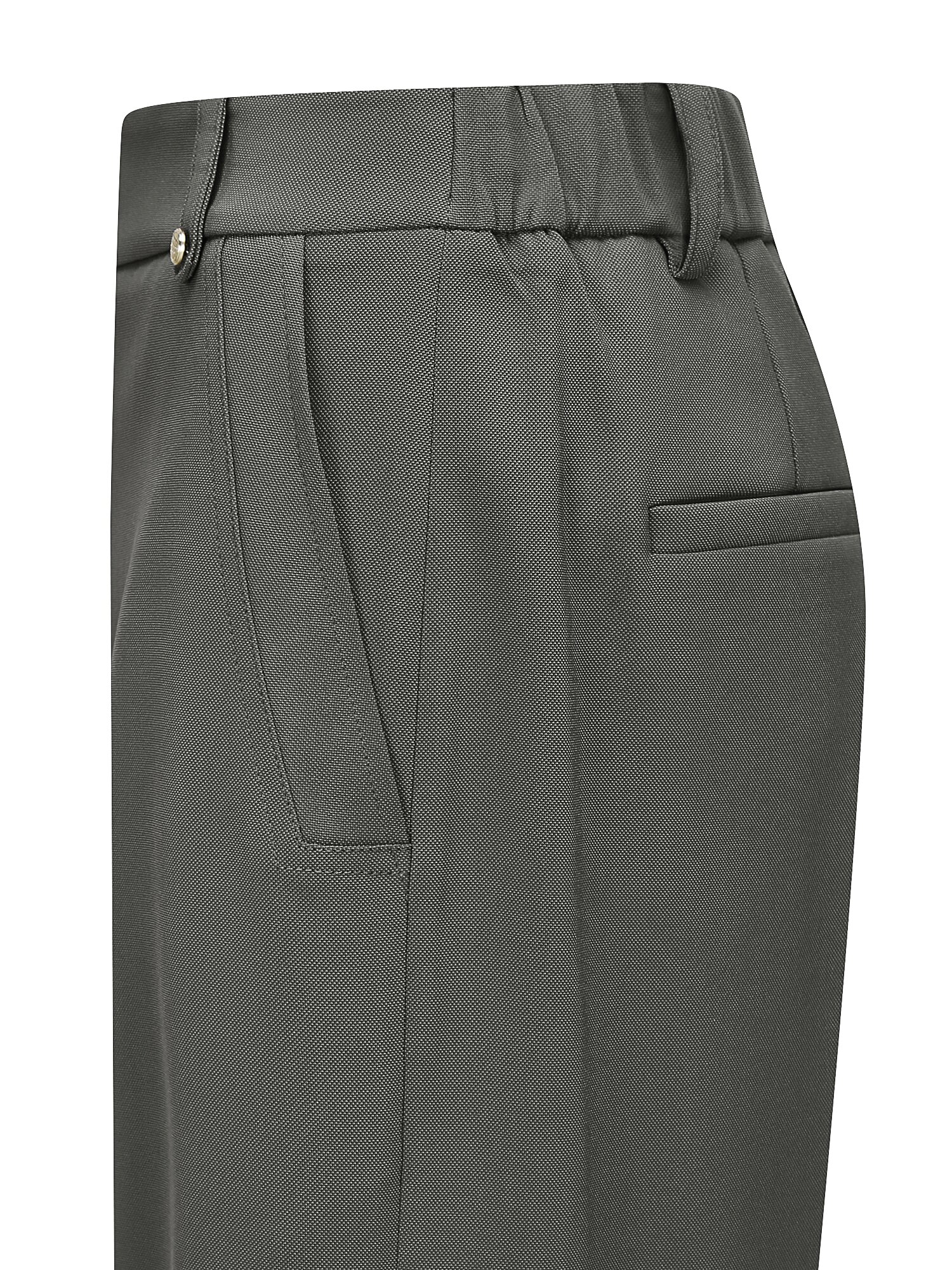 메탈 장식 백 밴딩 와이드 팬츠 (KHAKI)