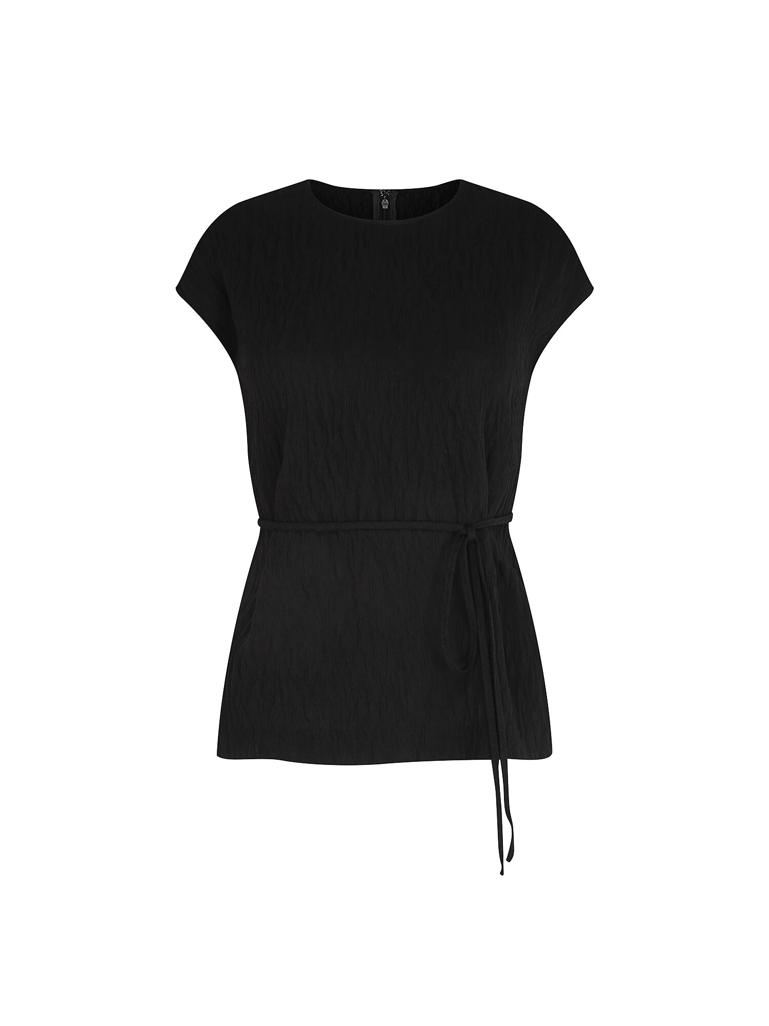 링클 슬리브리스 블라우스 (BLACK)