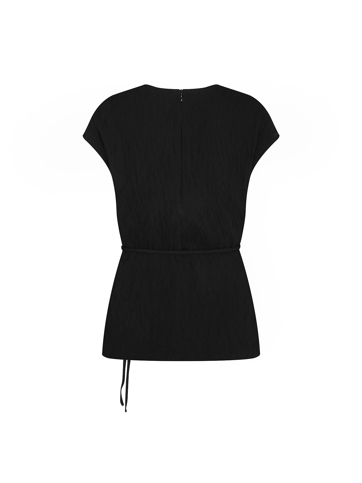 링클 슬리브리스 블라우스 (BLACK)