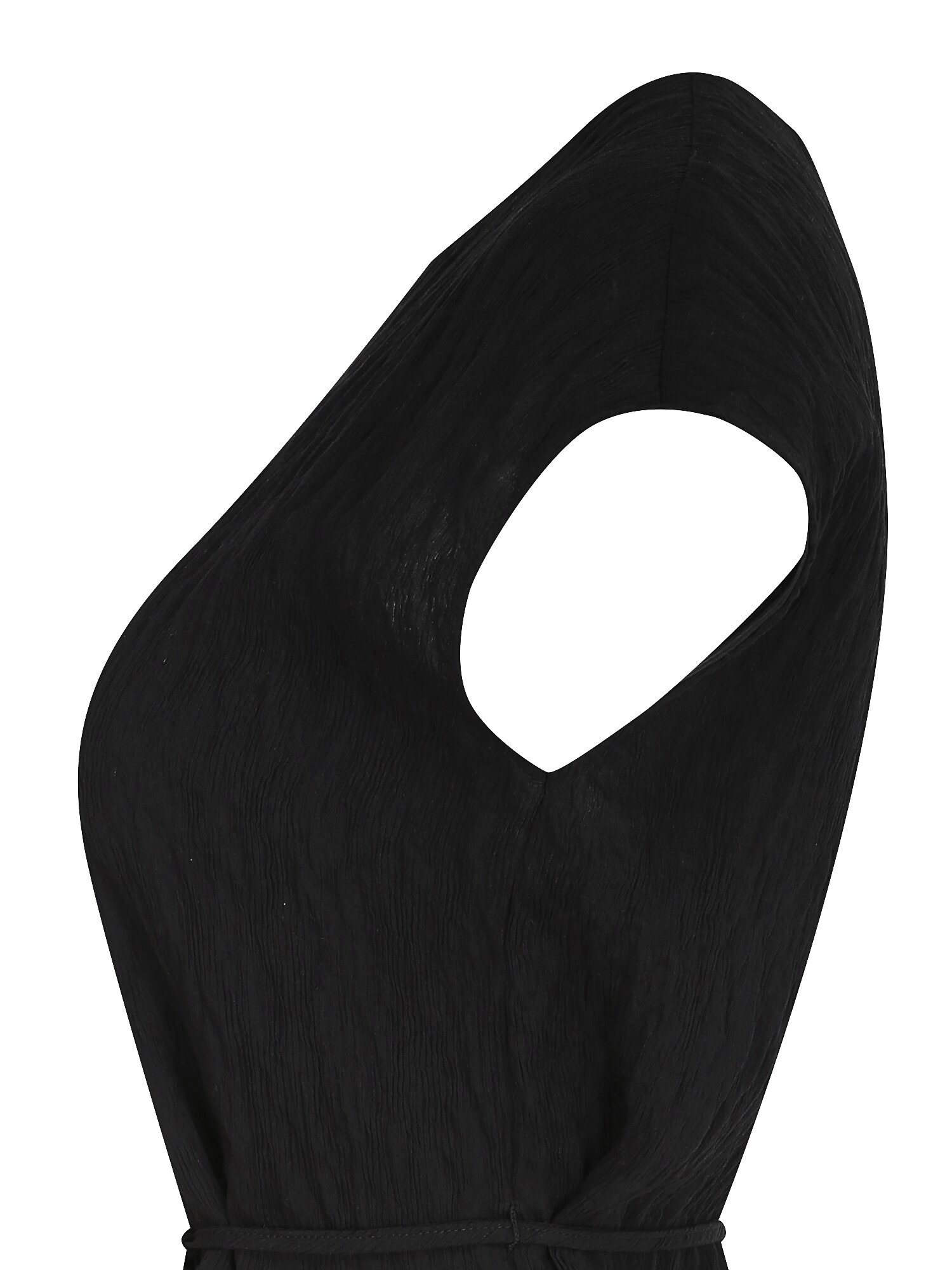 링클 슬리브리스 블라우스 (BLACK)