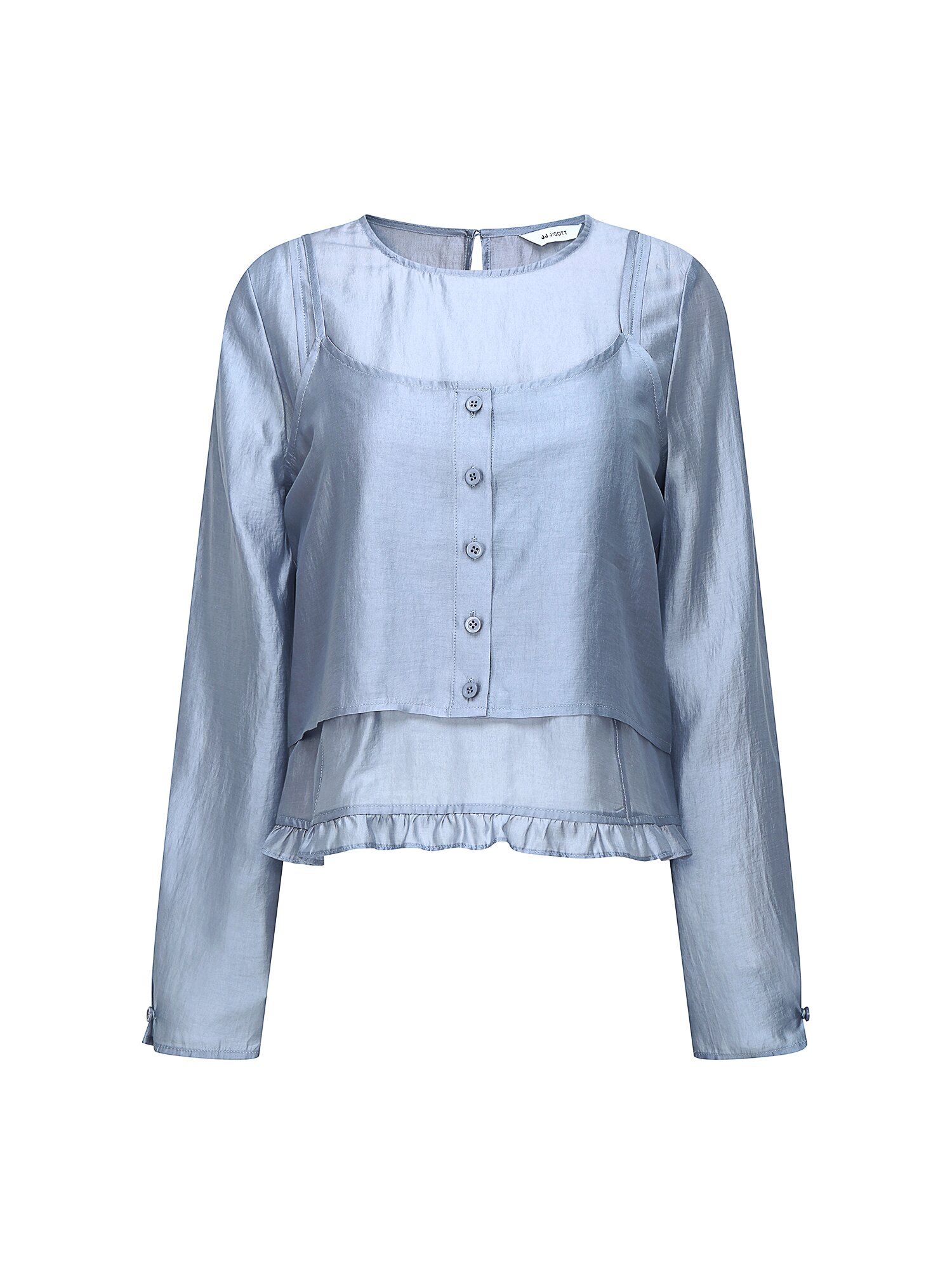 프릴 헴 블라우스 +뷔스티에 세트 (BLUE)