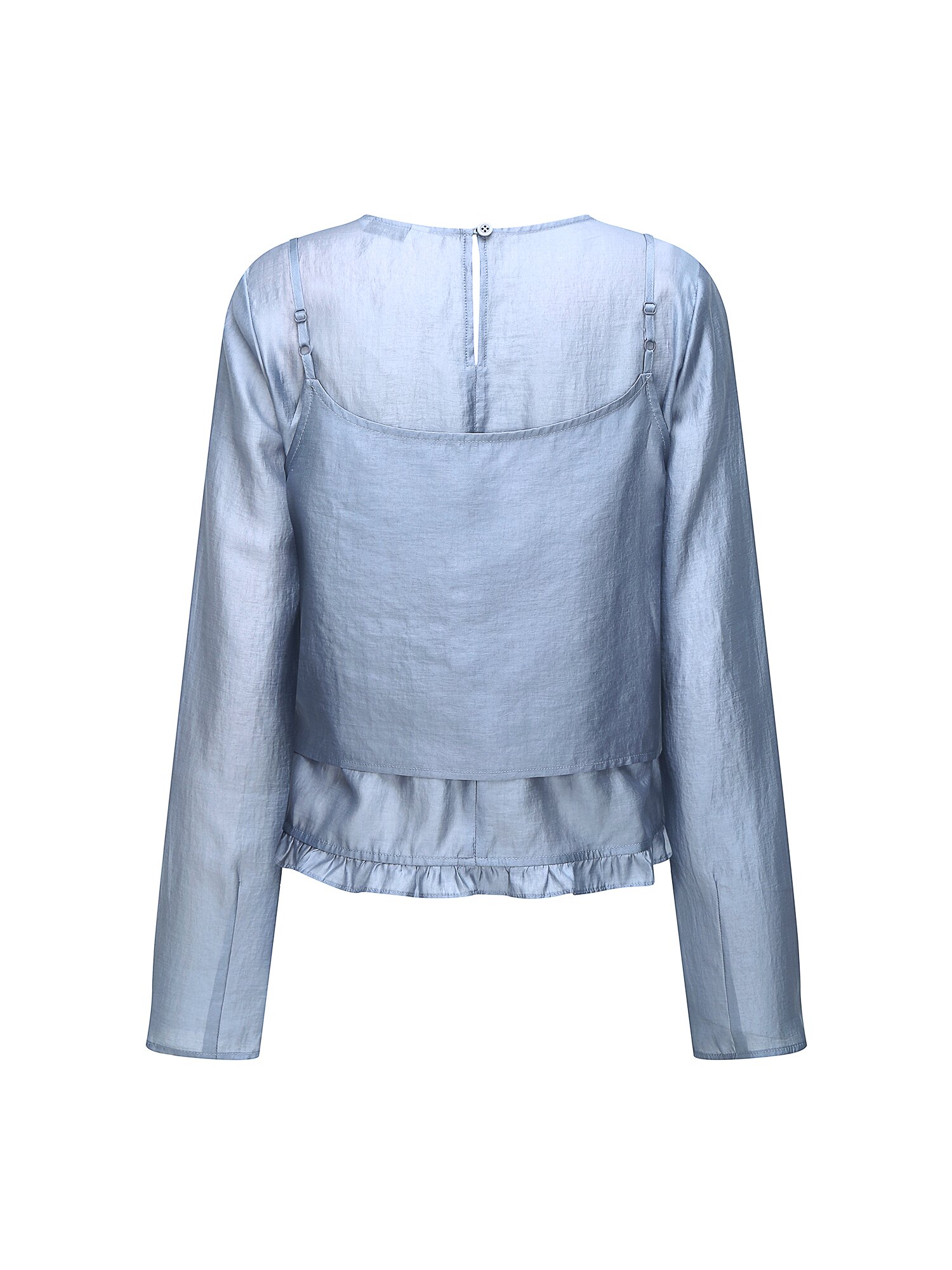 프릴 헴 블라우스 +뷔스티에 세트 (BLUE)