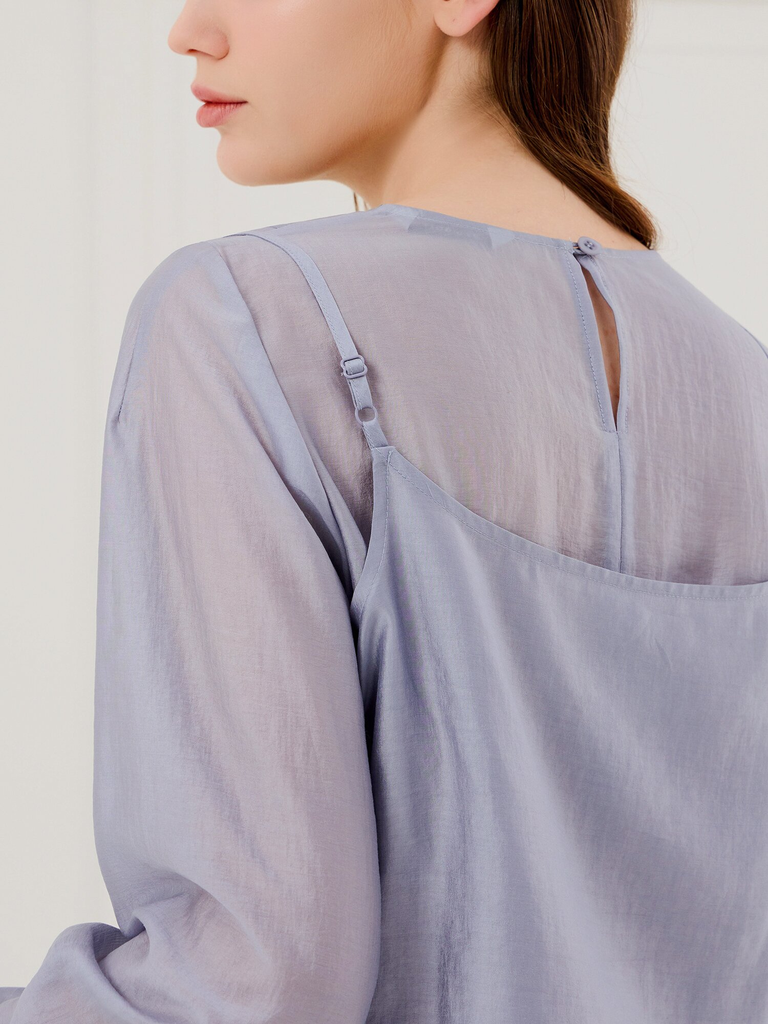 프릴 헴 블라우스 +뷔스티에 세트 (BLUE)