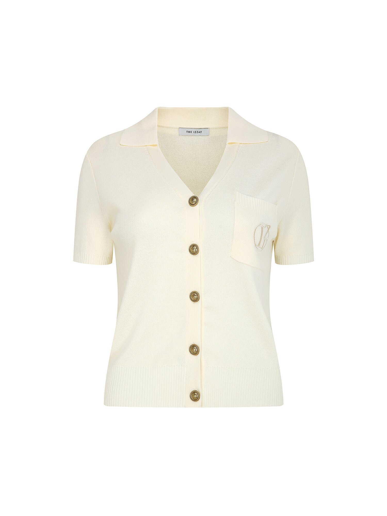 자수 포켓 브이 칼라 가디건 (IVORY)