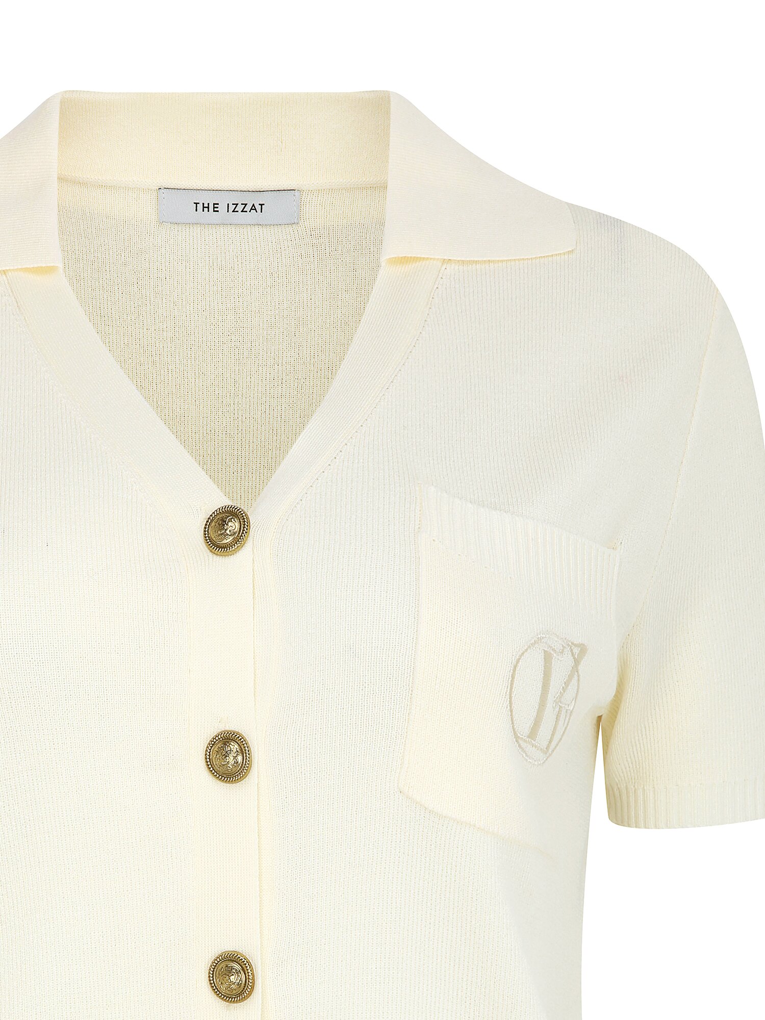 자수 포켓 브이 칼라 가디건 (IVORY)