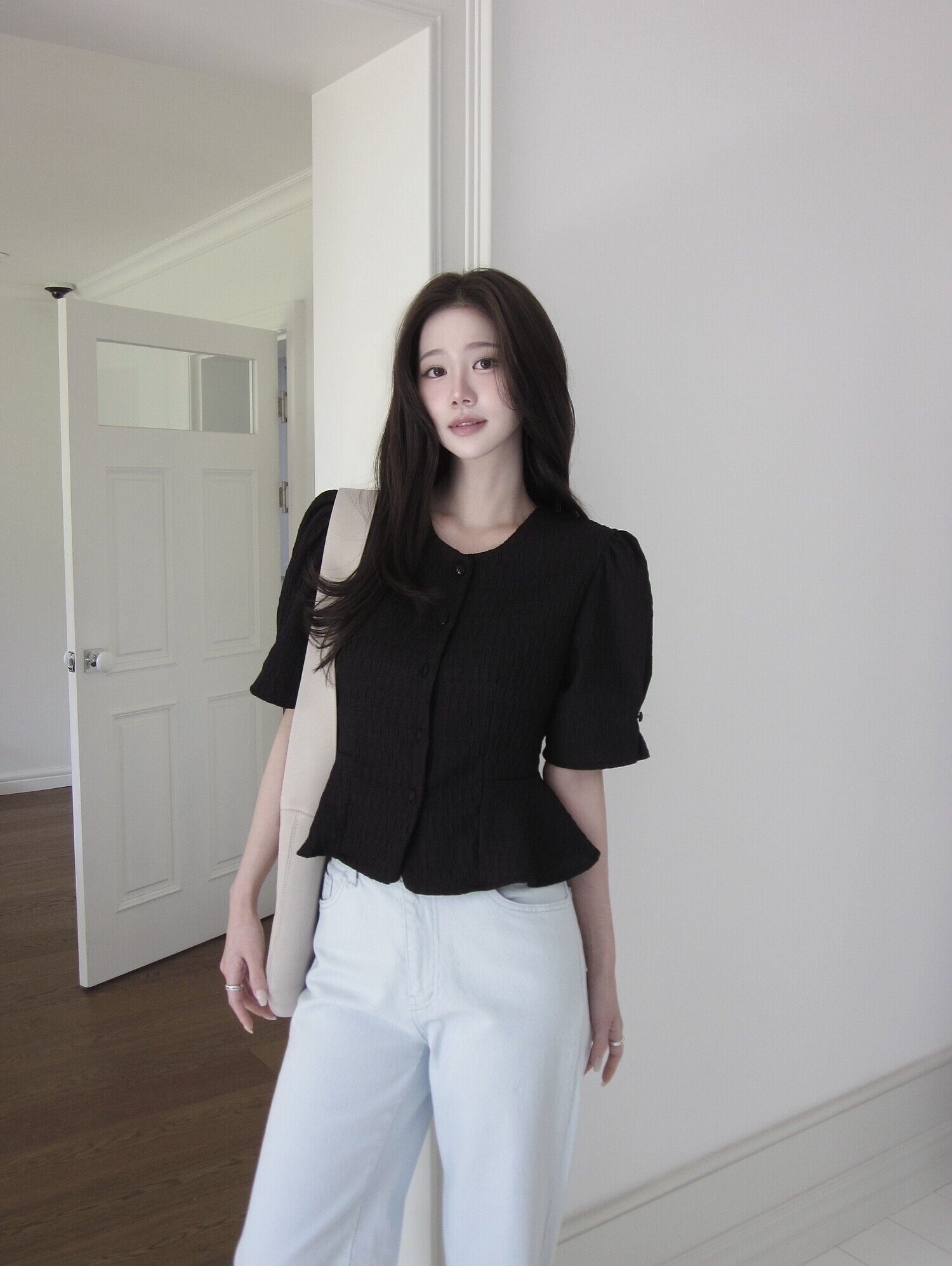 인밴딩 일자핏 데님 팬츠 (ICE BLUE)