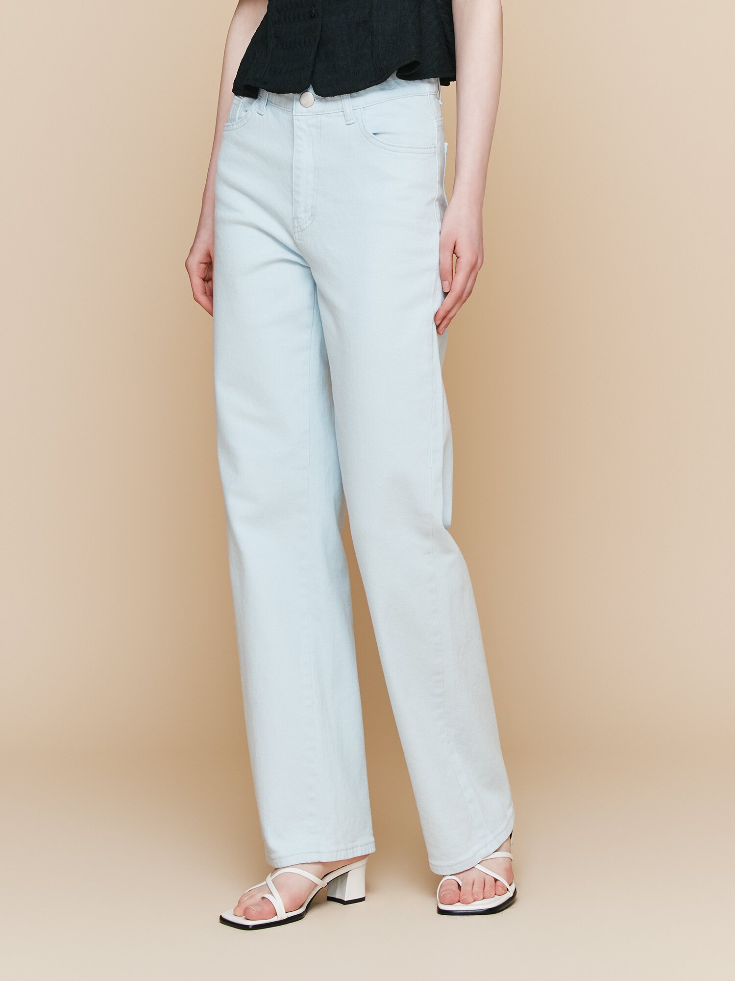 인밴딩 일자핏 데님 팬츠 (ICE BLUE)