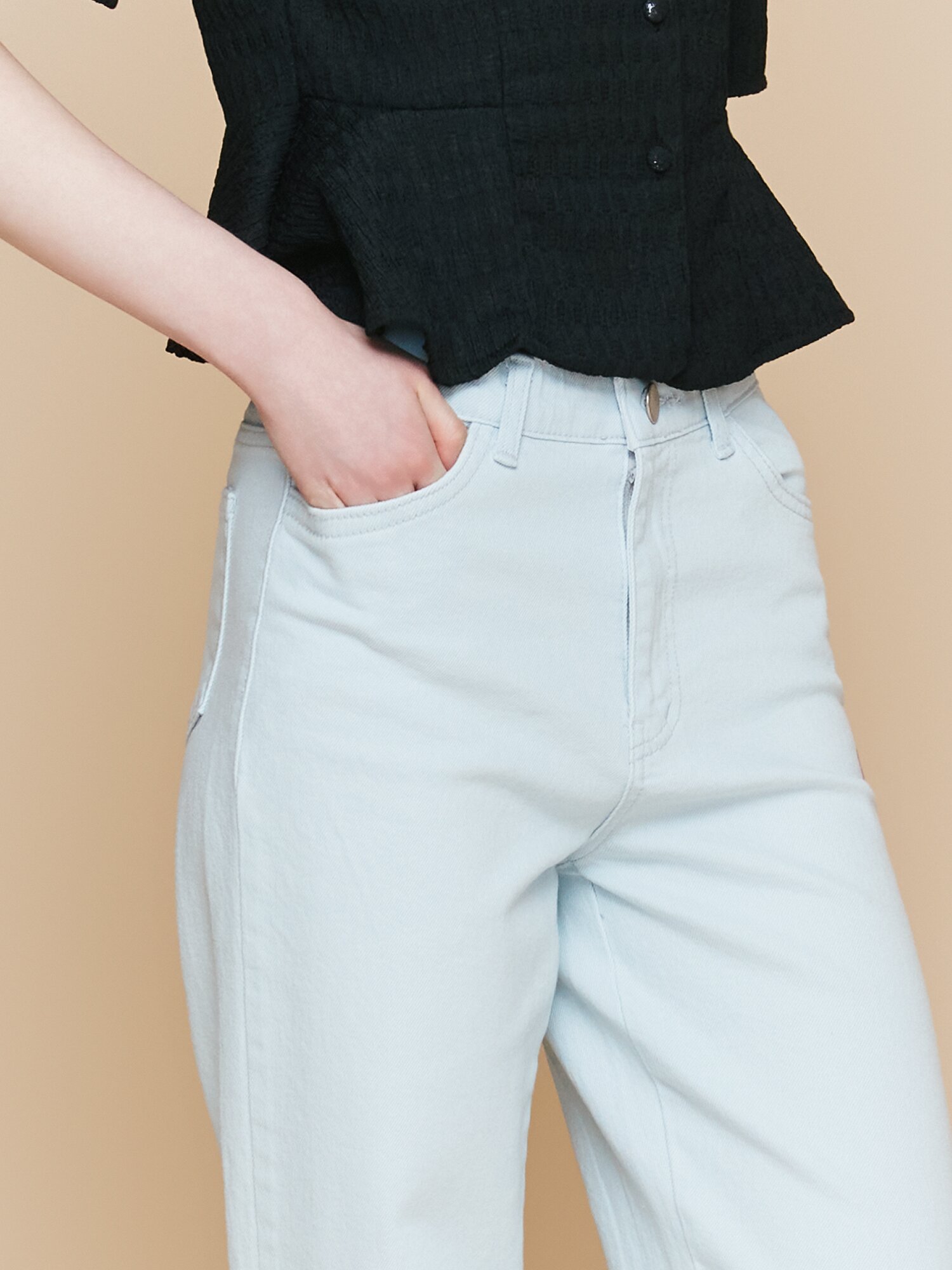 인밴딩 일자핏 데님 팬츠 (ICE BLUE)