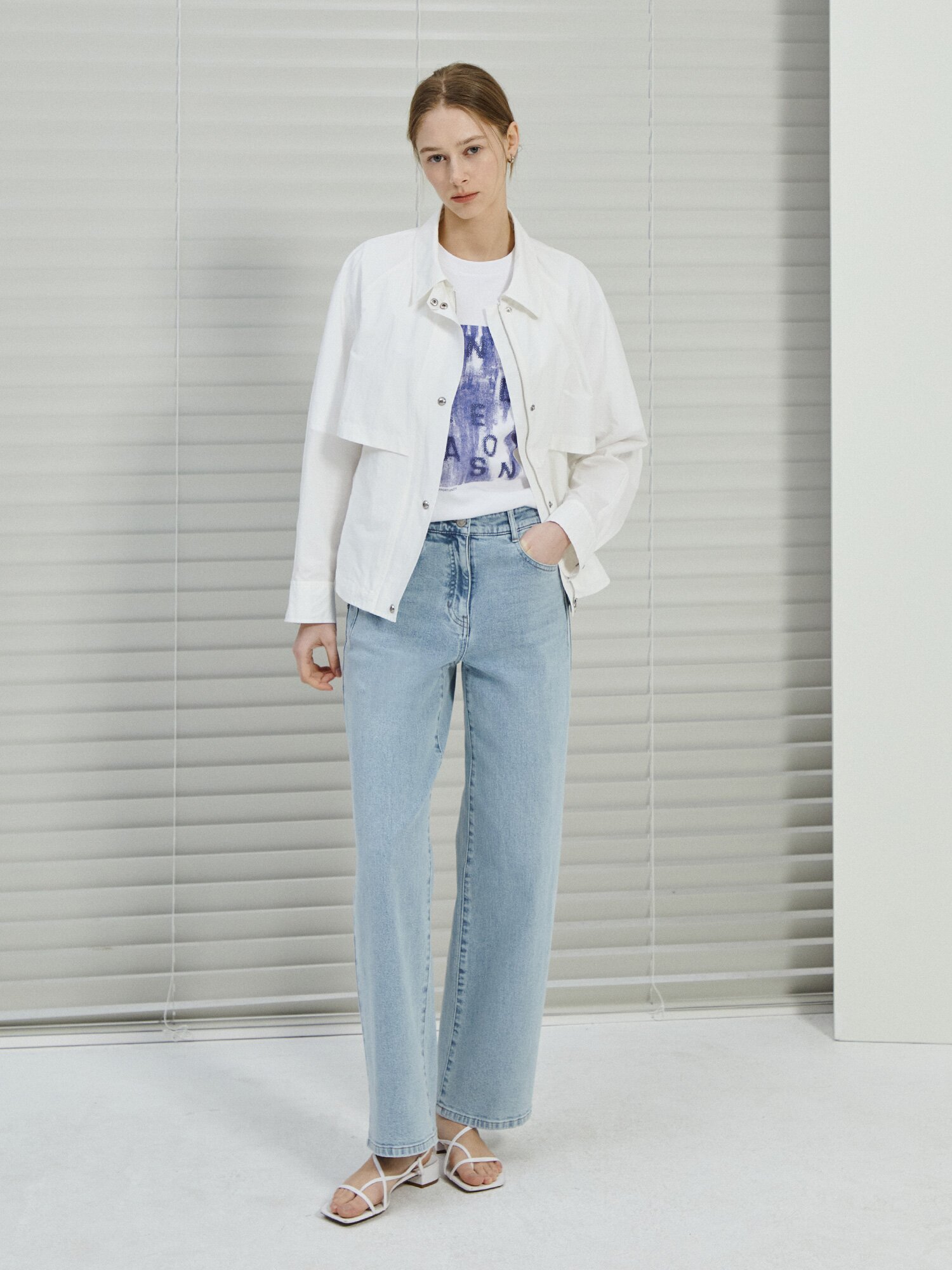 백 밴딩 배기핏 데님 팬츠 (LIGHT BLUE)