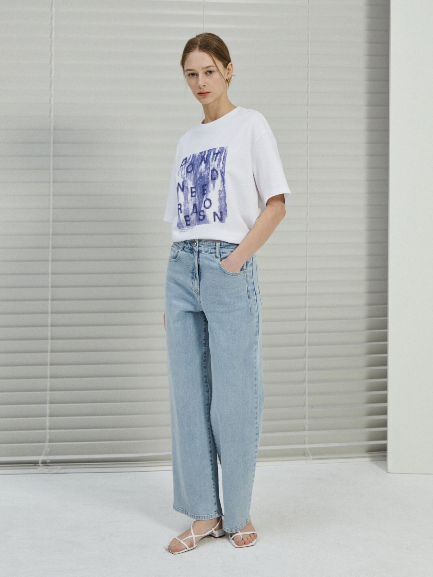 백 밴딩 배기핏 데님 팬츠 (LIGHT BLUE)