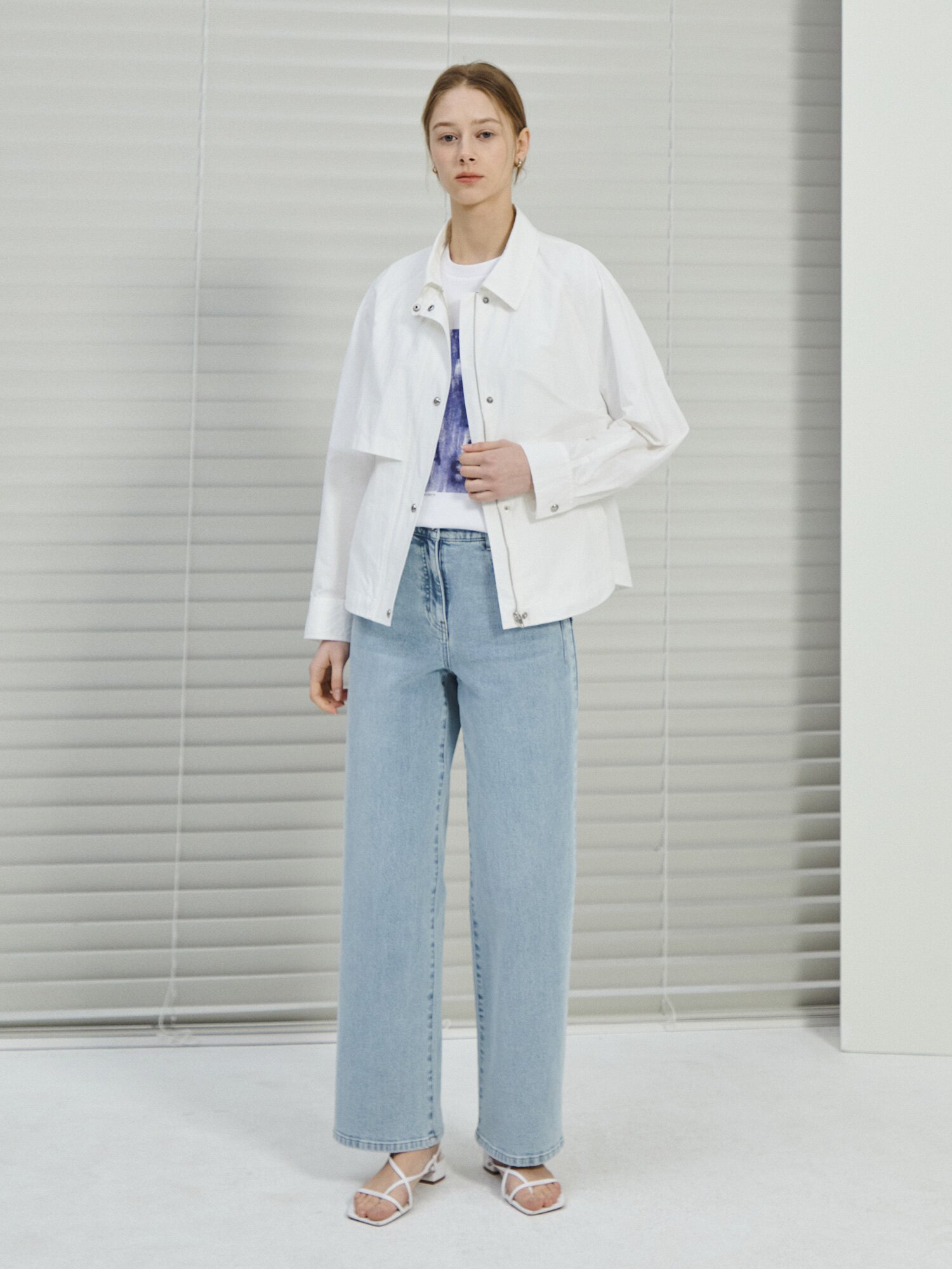 백 밴딩 배기핏 데님 팬츠 (LIGHT BLUE)