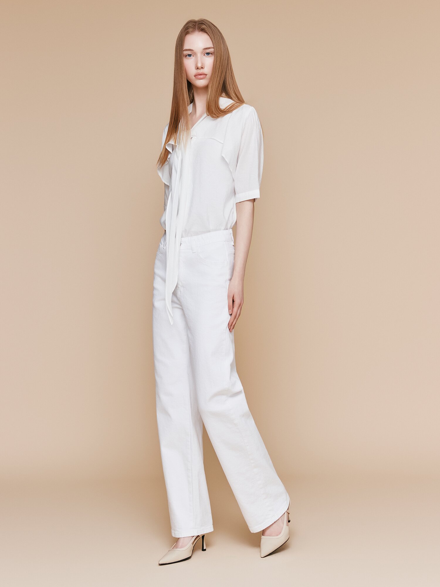 인밴딩 일자핏 데님 팬츠 (WHITE)