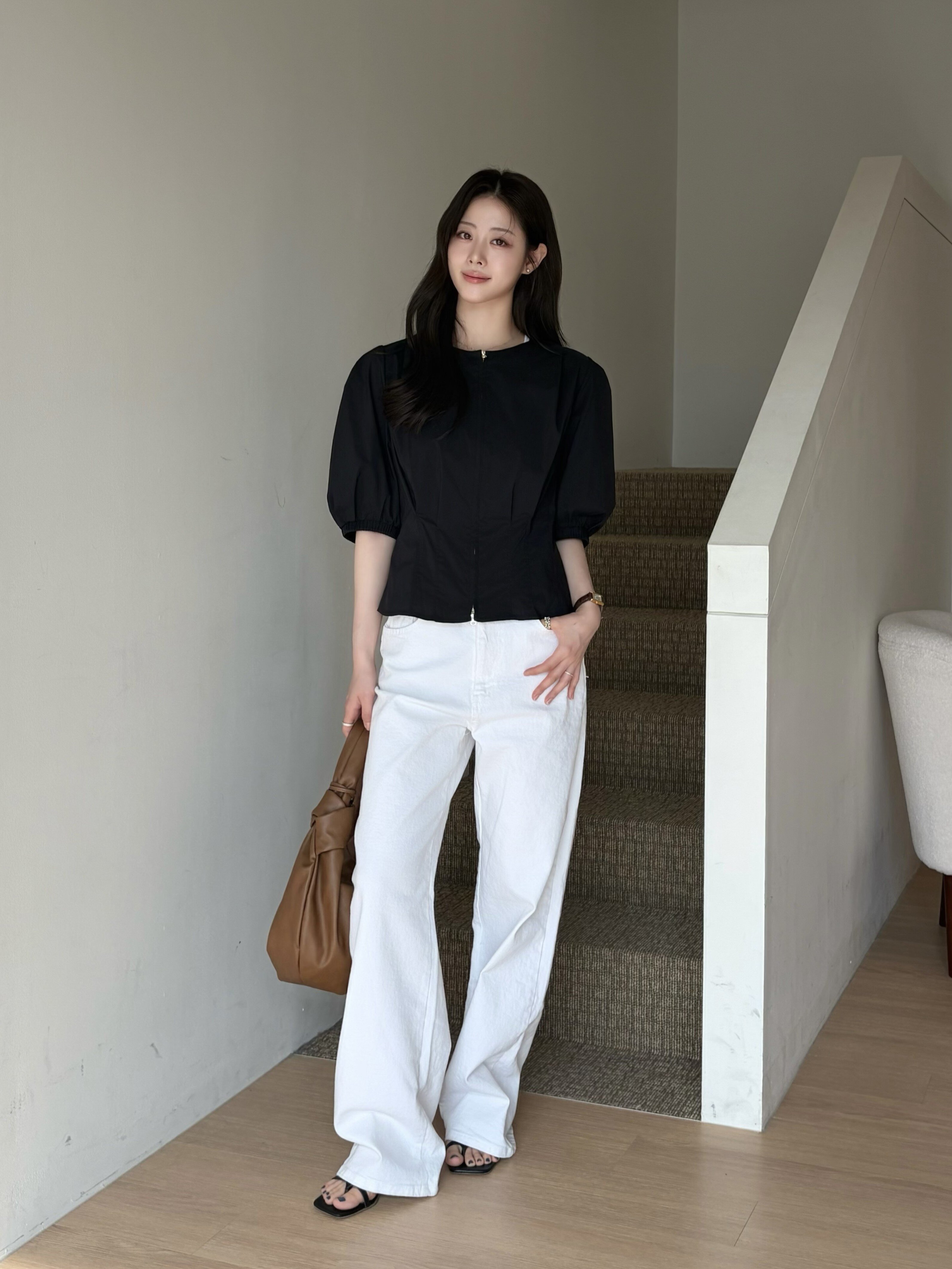 인밴딩 일자핏 데님 팬츠 (WHITE)