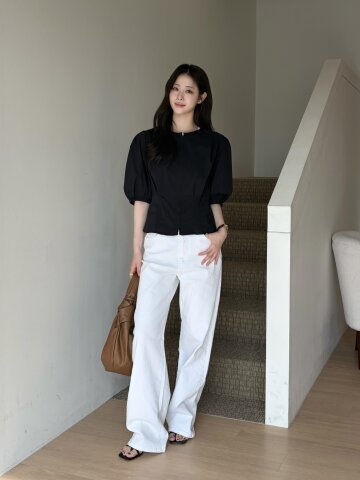 인밴딩 일자핏 데님 팬츠 