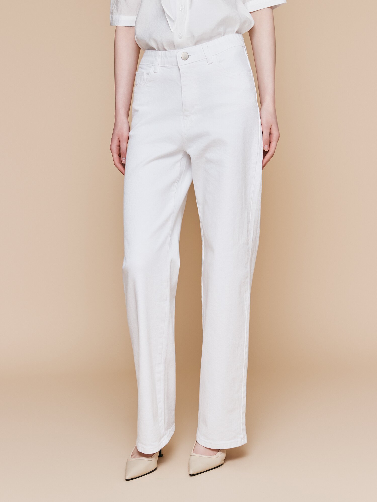 인밴딩 일자핏 데님 팬츠 (WHITE)