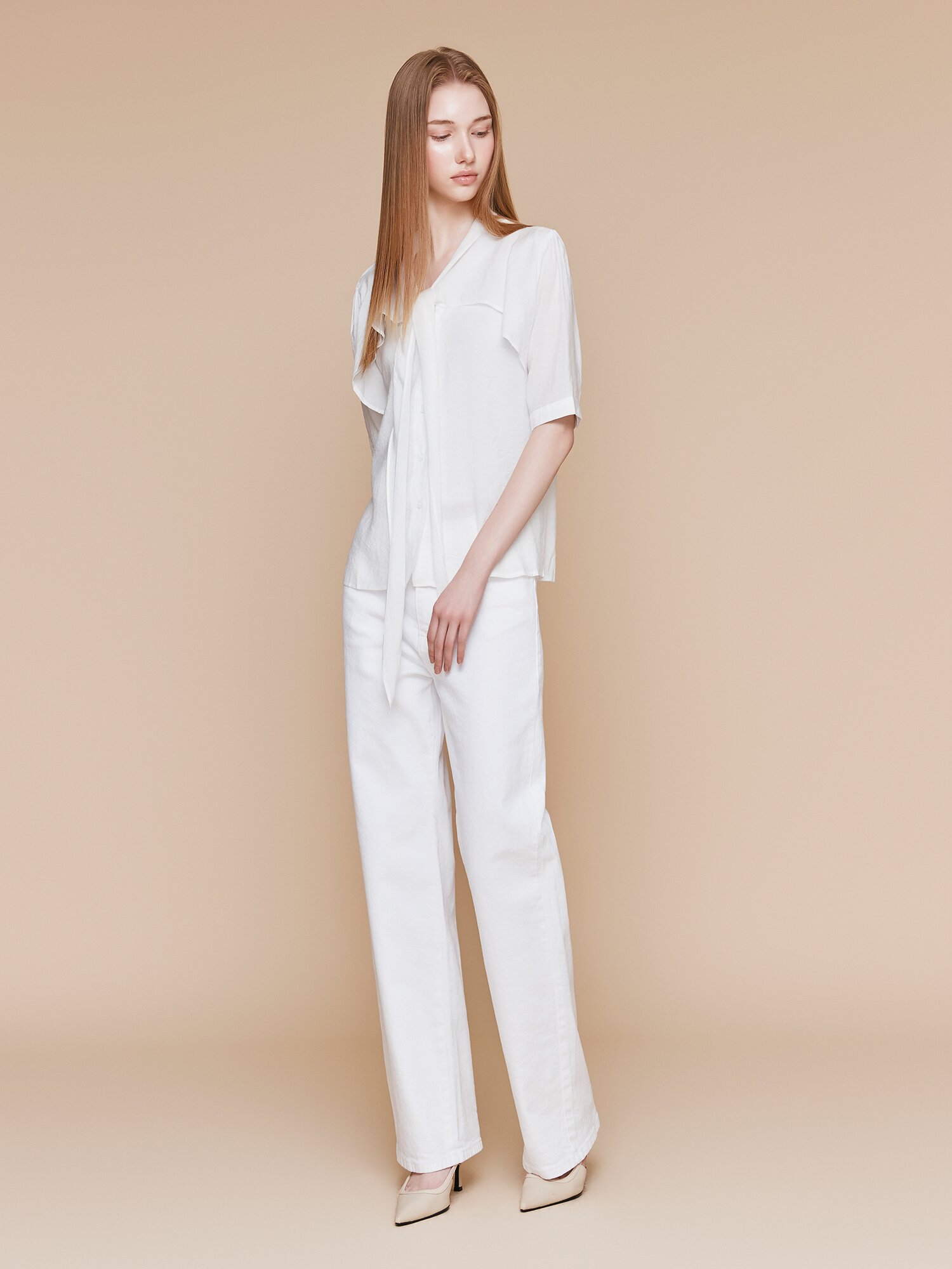 인밴딩 일자핏 데님 팬츠 (WHITE)