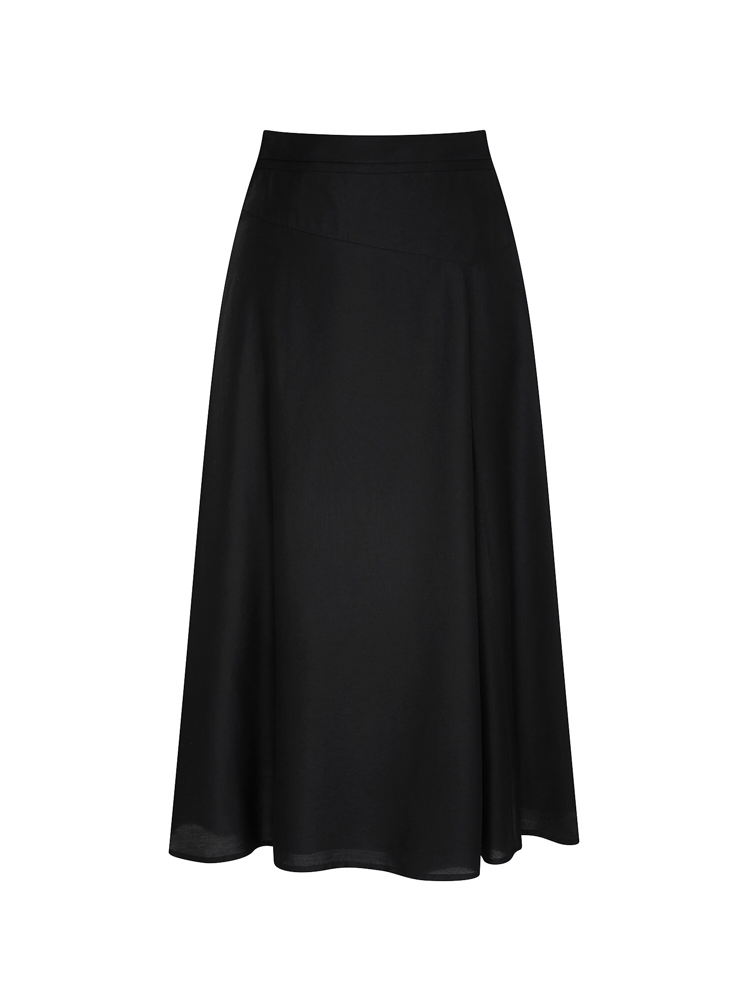 모달 언밸런스 랩 플레어 스커트 (BLACK)