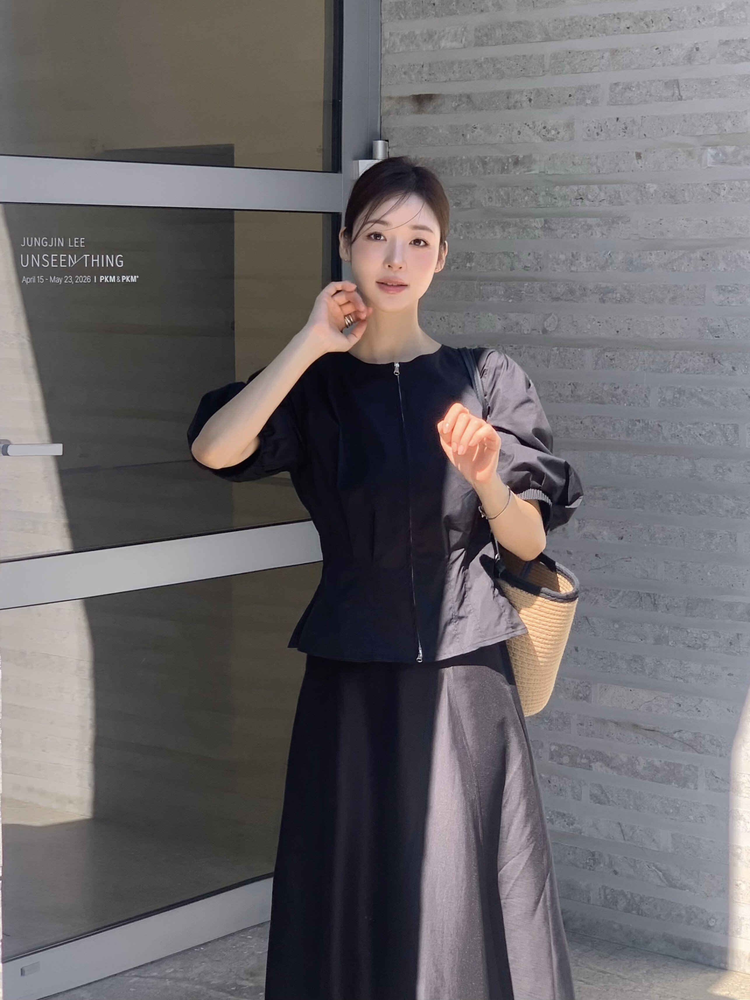 모달 언밸런스 랩 플레어 스커트 (BLACK)