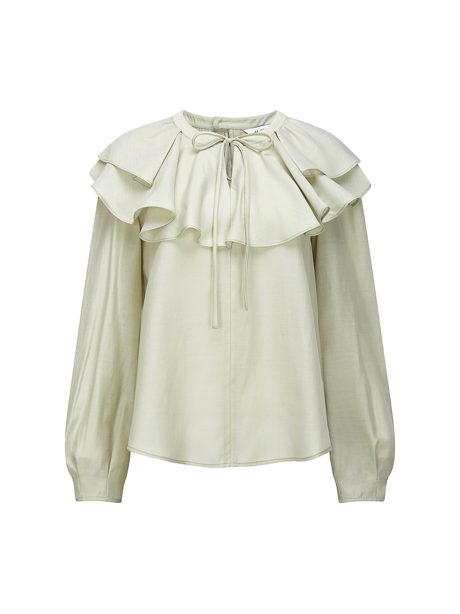 레이어 러플 칼라 블라우스 (LIGHT KHAKI)