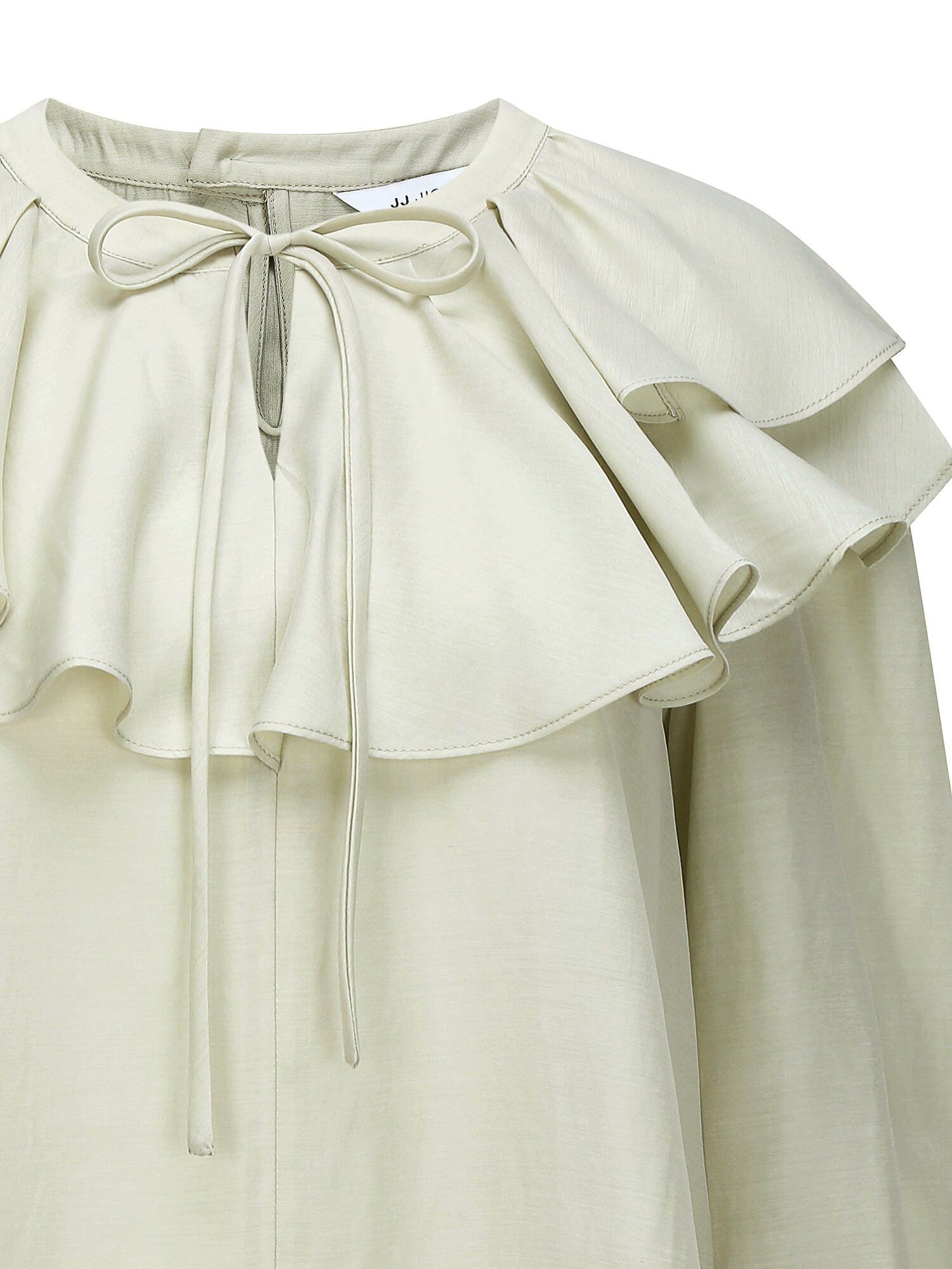 레이어 러플 칼라 블라우스 (LIGHT KHAKI)