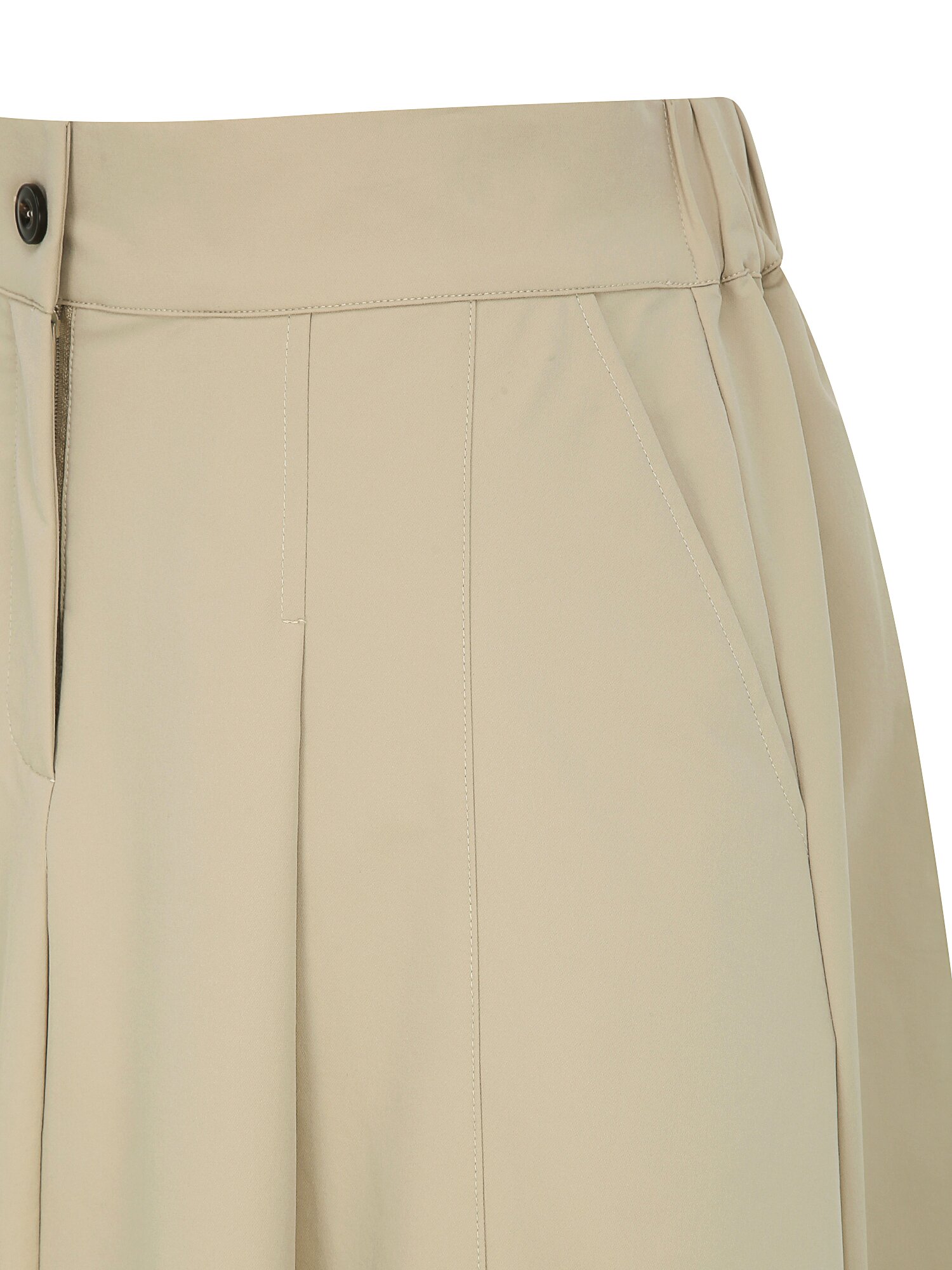 원턱 백 밴딩 플레어 스커트 (BEIGE)