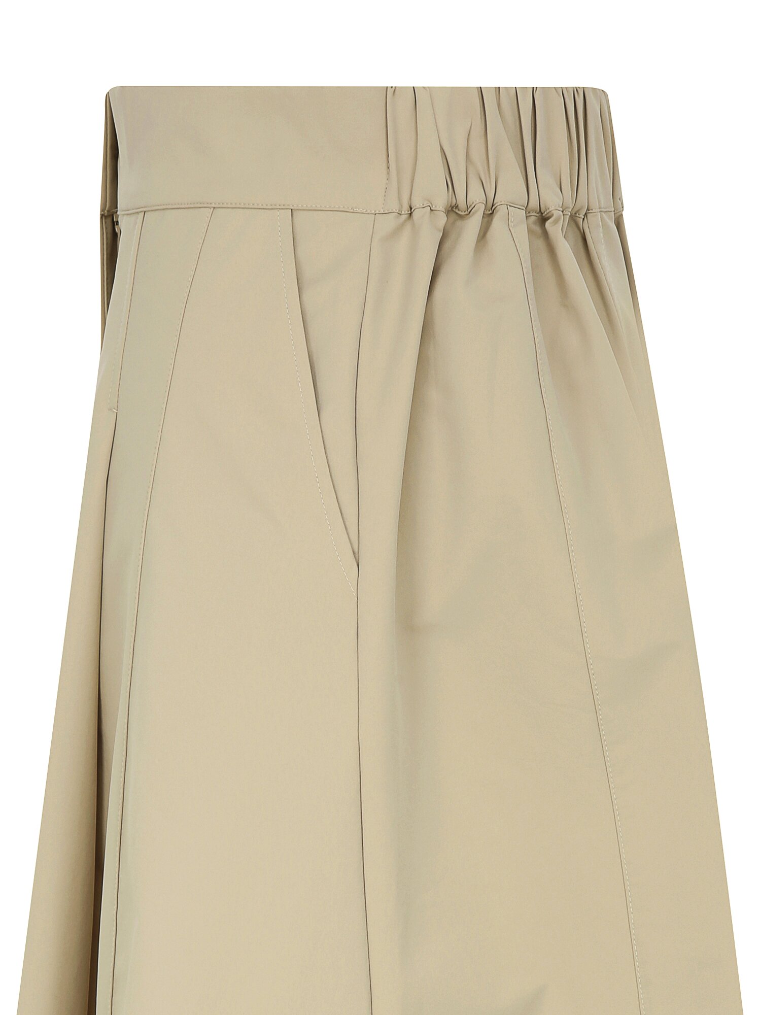 원턱 백 밴딩 플레어 스커트 (BEIGE)