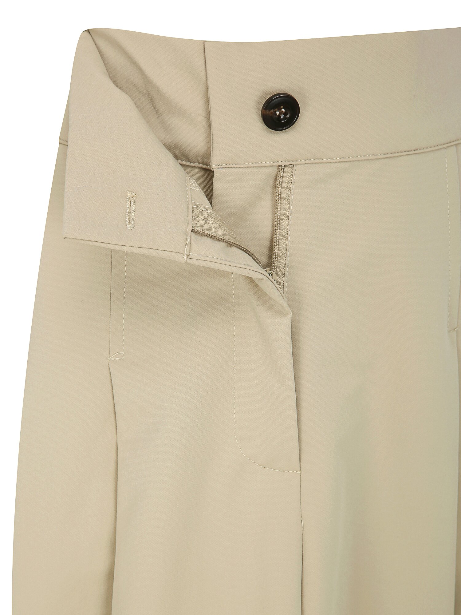 원턱 백 밴딩 플레어 스커트 (BEIGE)