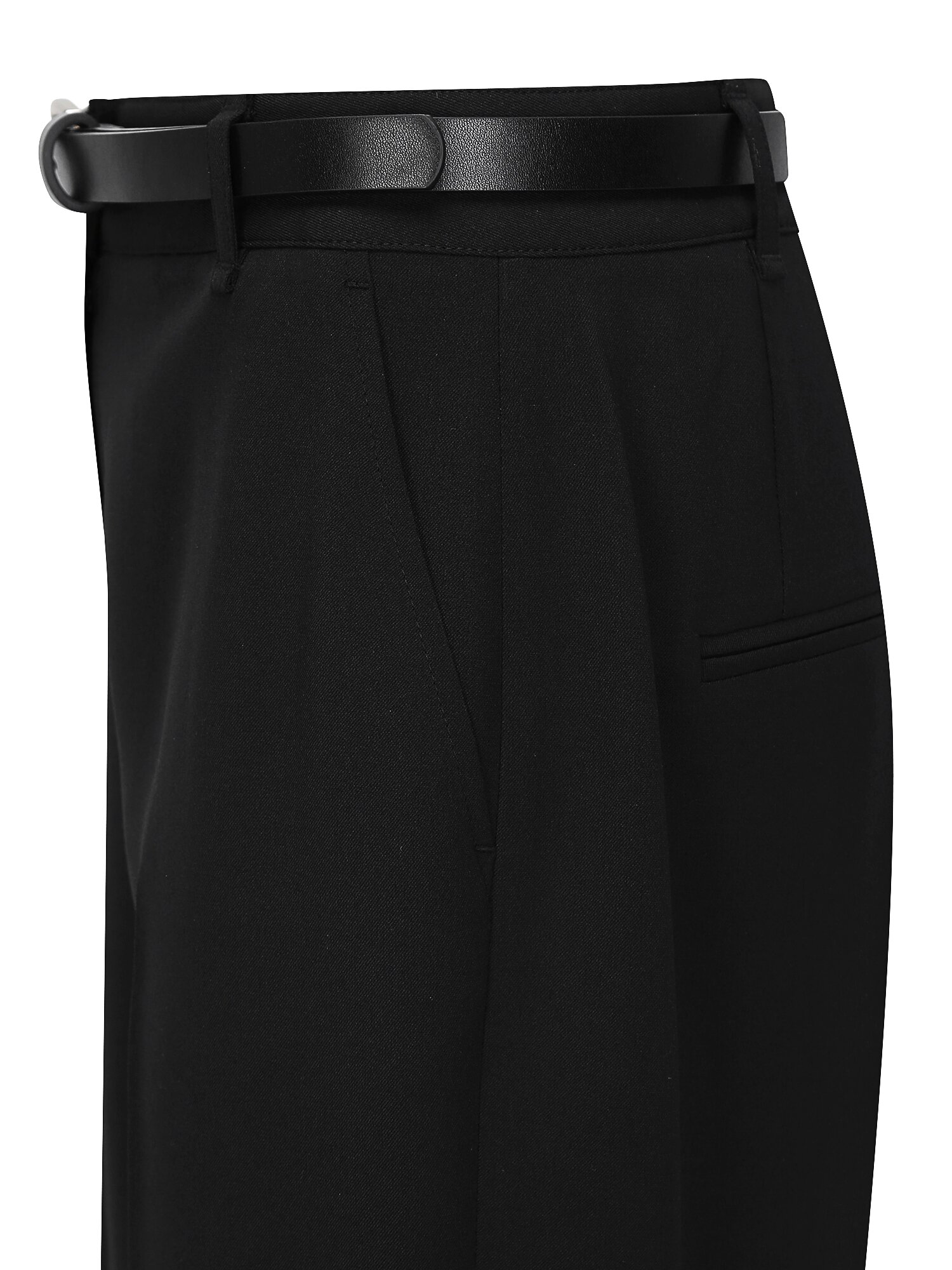 벨티드 와이드 일자핏 팬츠 (BLACK)