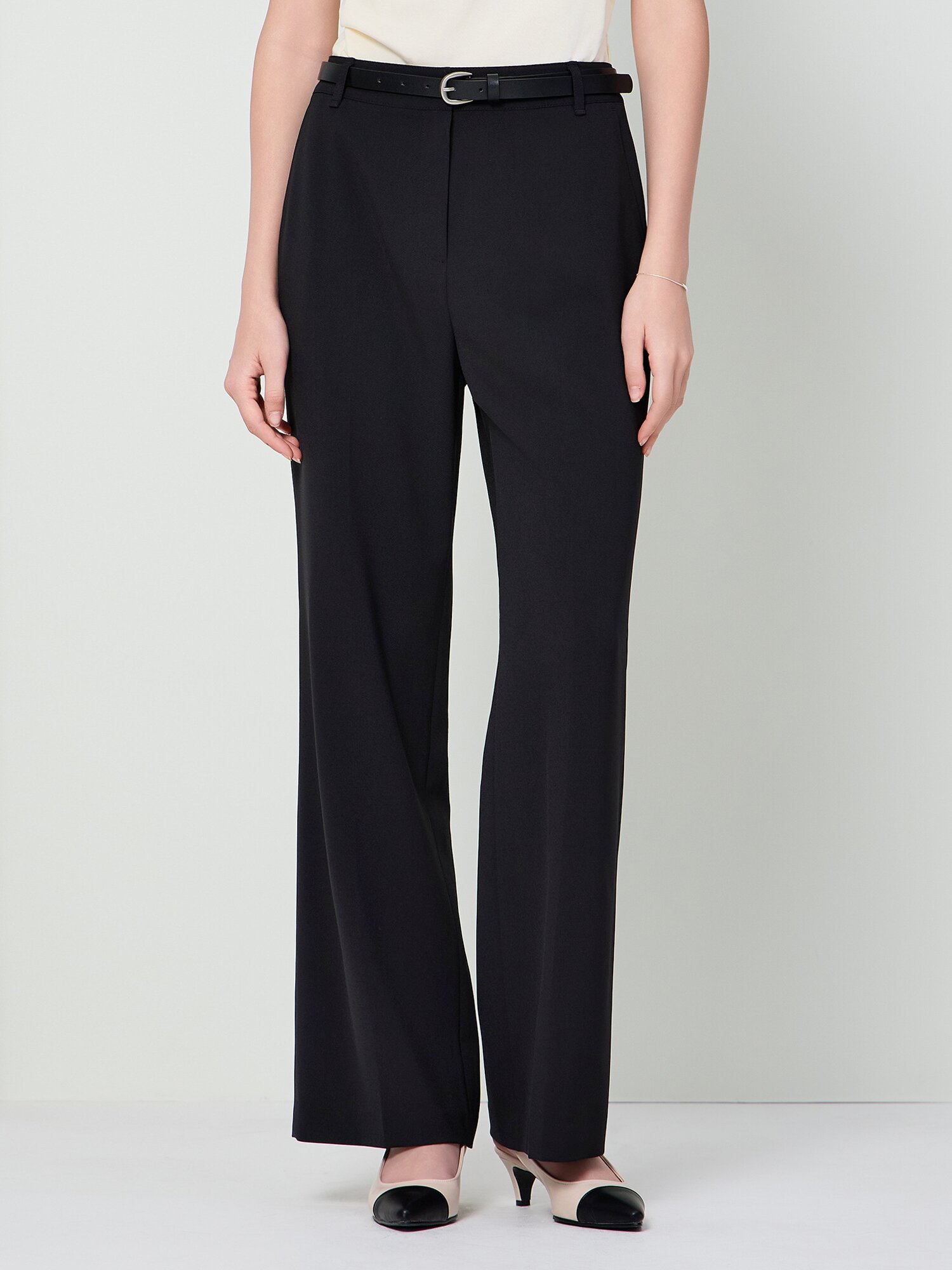 벨티드 와이드 일자핏 팬츠 (BLACK)