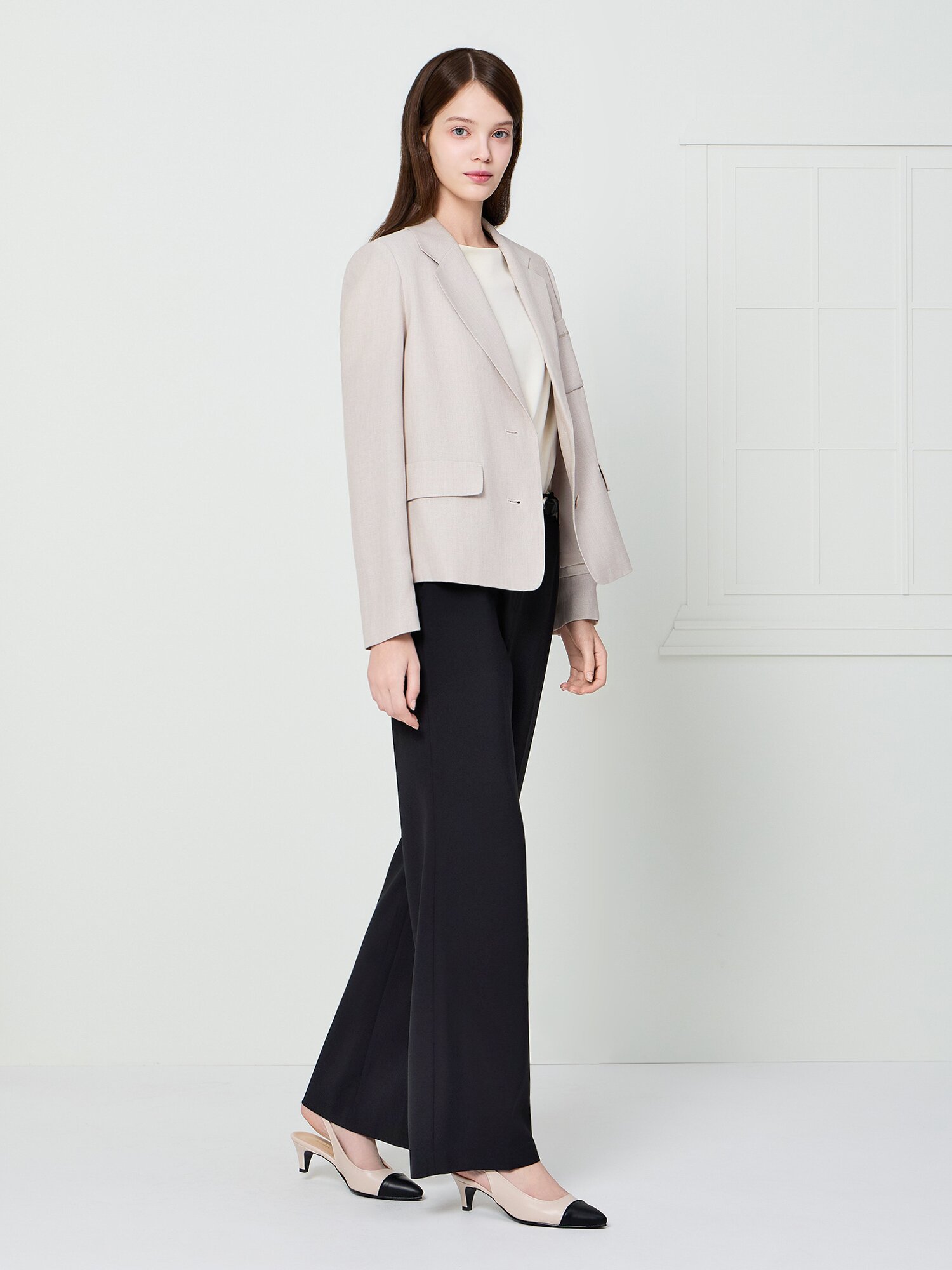 벨티드 와이드 일자핏 팬츠 (BLACK)