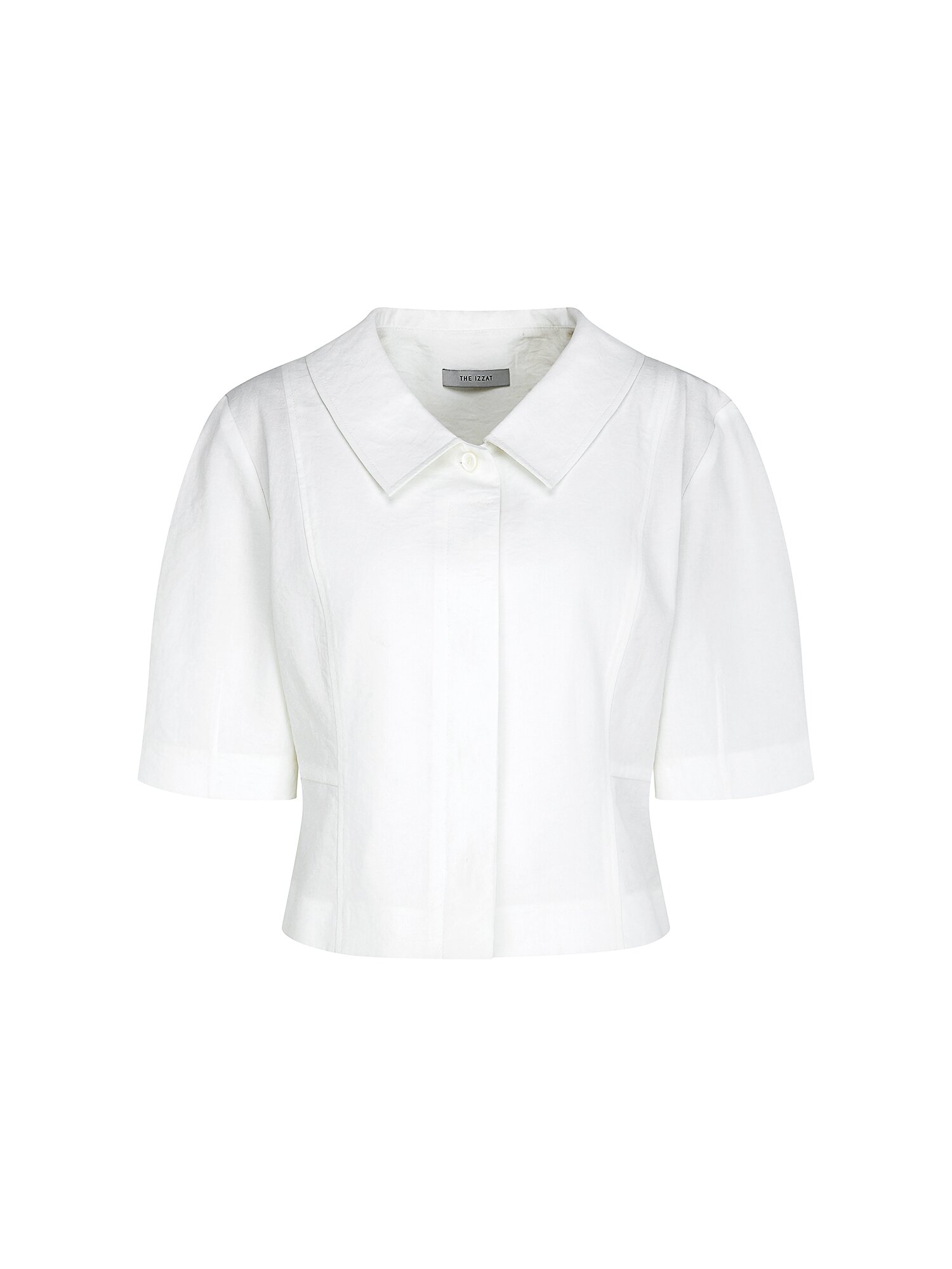 코튼 볼륨 슬리브 칼라 블라우스 (WHITE)