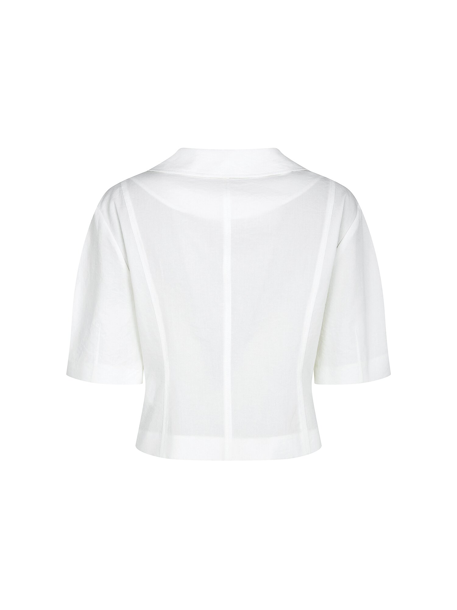 코튼 볼륨 슬리브 칼라 블라우스 (WHITE)