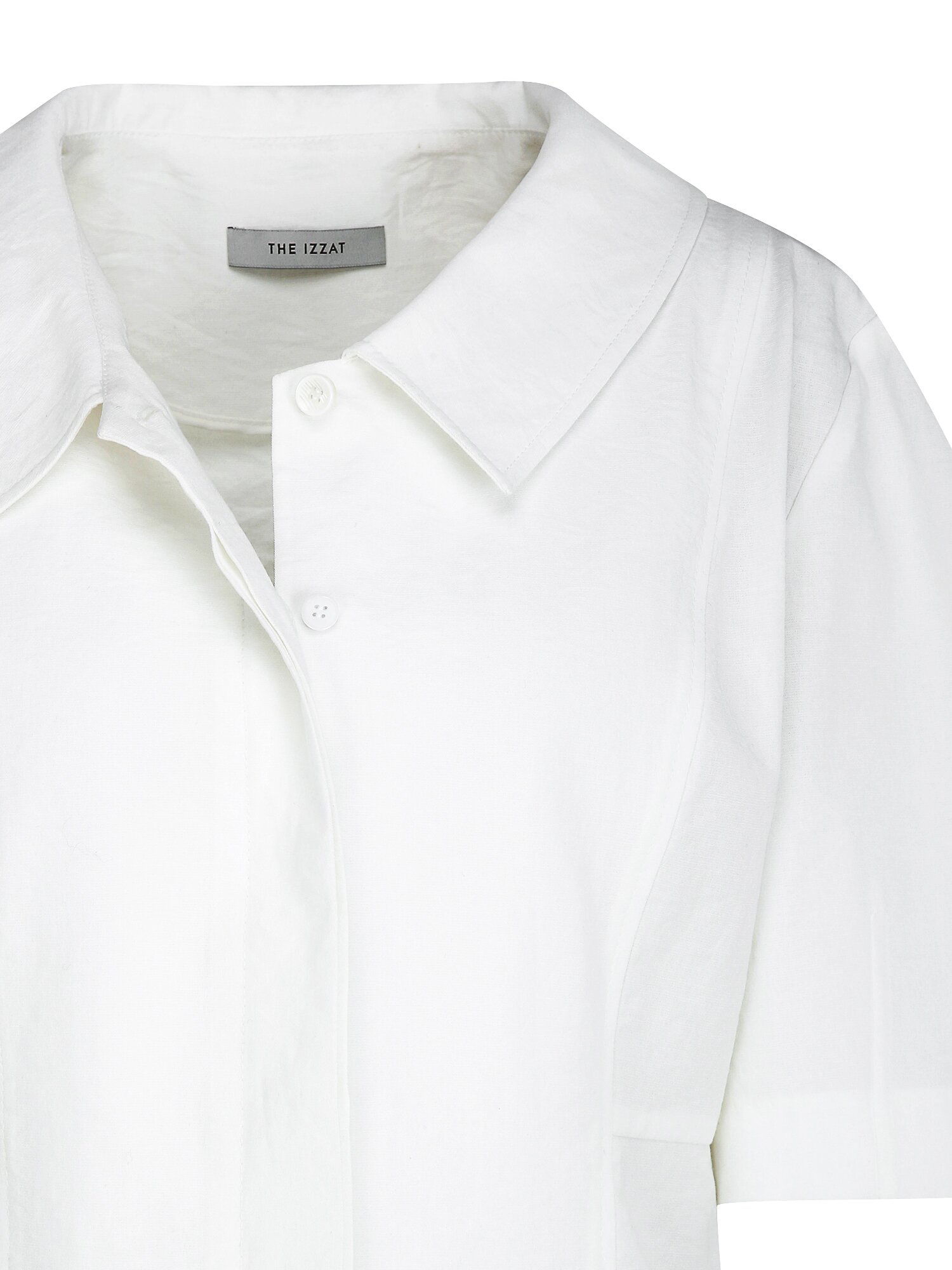 코튼 볼륨 슬리브 칼라 블라우스 (WHITE)