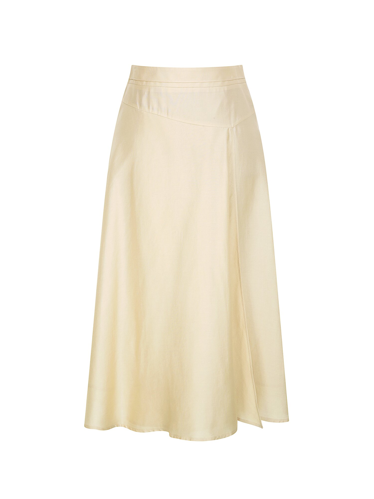 모달 언밸런스 랩 플레어 스커트 (LIGHT BEIGE)