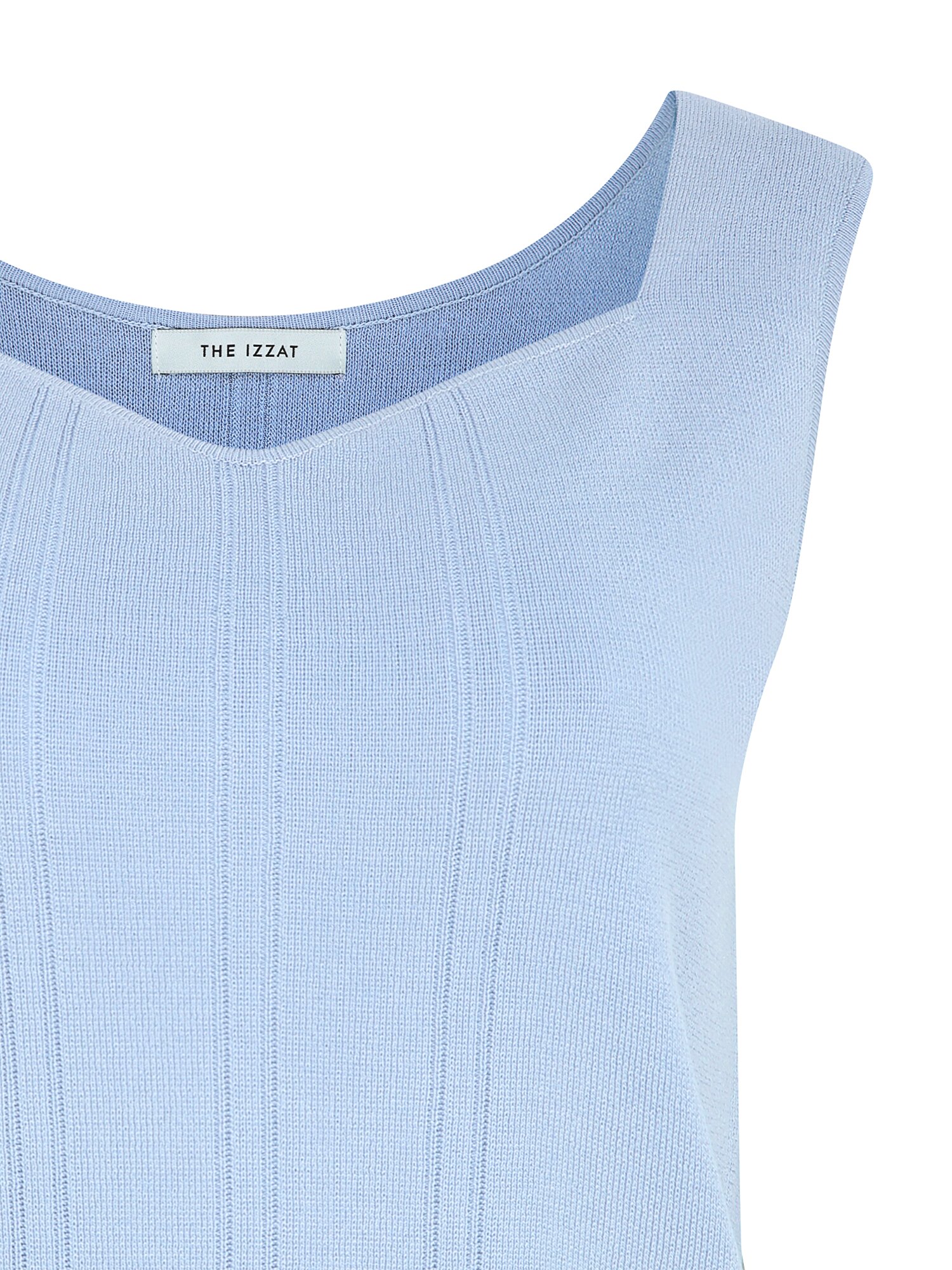 라인 슬리브리스 하트넥 니트 (LIGHT BLUE)