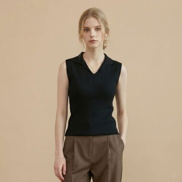 마리본 슬리브리스니트[블랙]