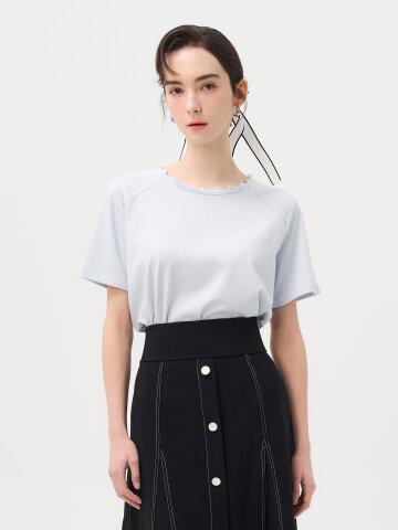 [페리 메라] 반팔 요크 쫀득 티셔츠 (스카이블루)